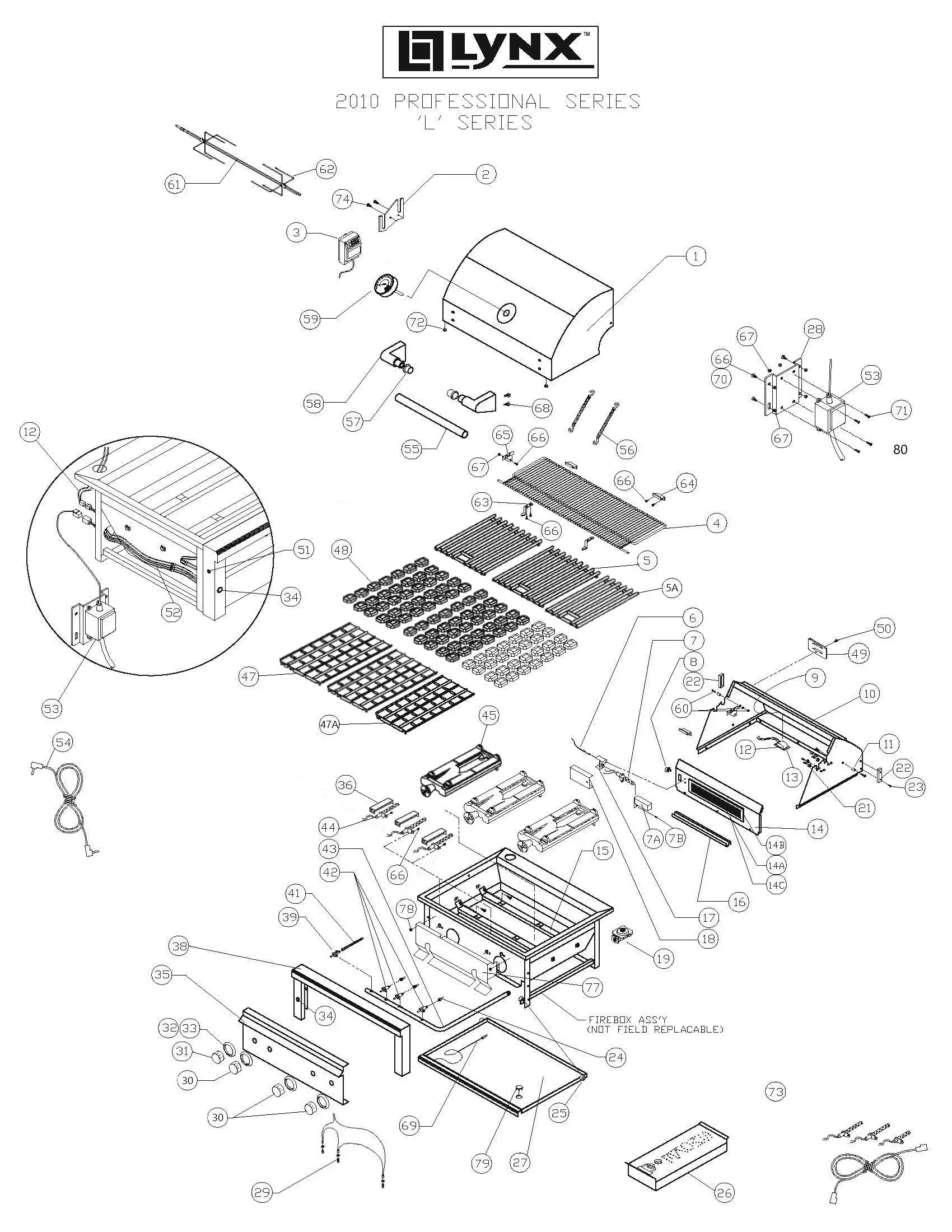 Lynx Professional L42FR-1 Series L (2010) Grill parts diagram