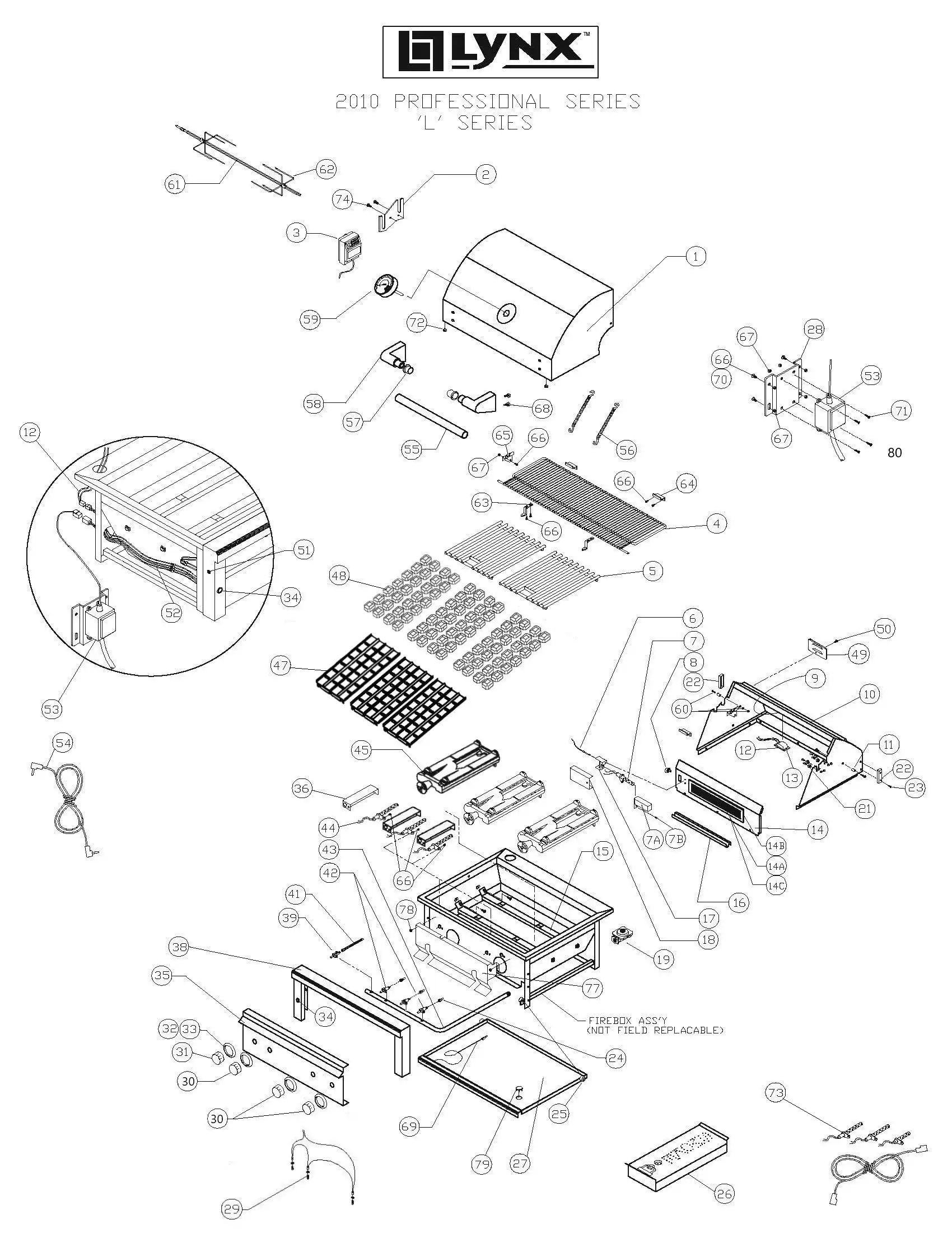 Lynx Professional L36FR-1 Series L (2010) Grill parts diagram
