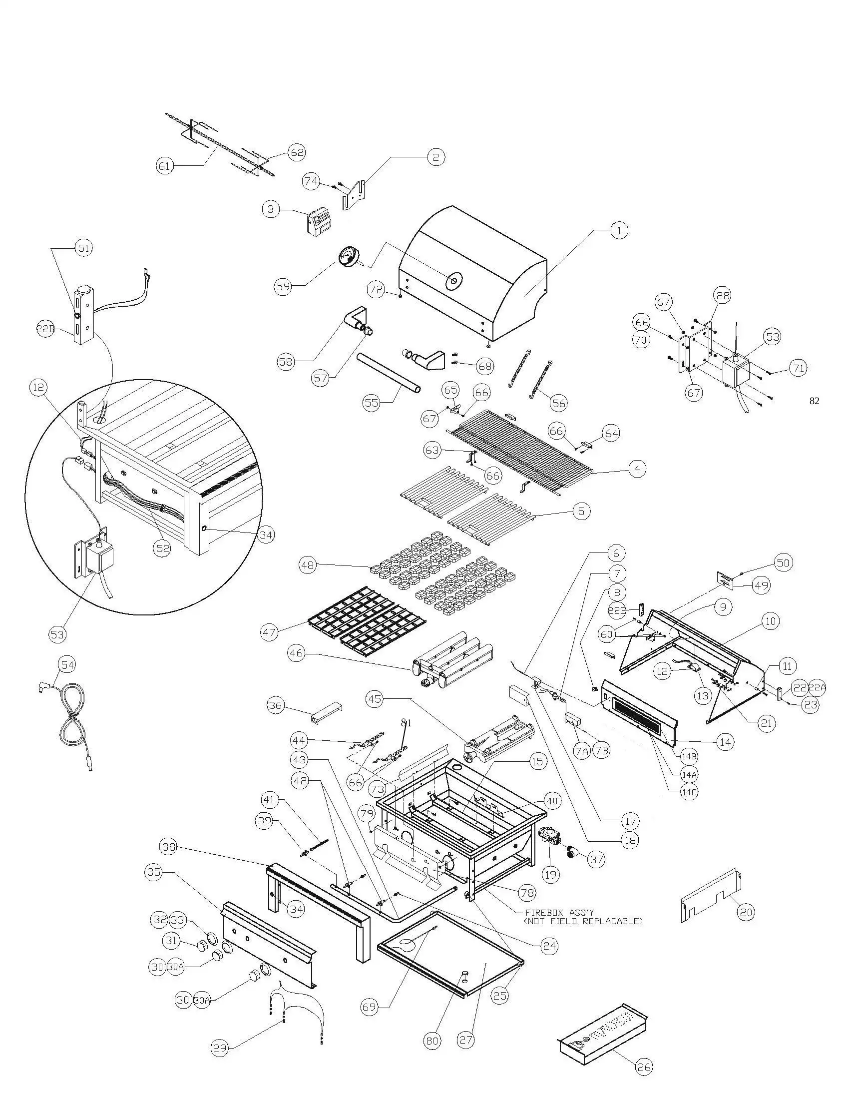 Lynx Professional L42PSFR-SLT Grill parts diagram