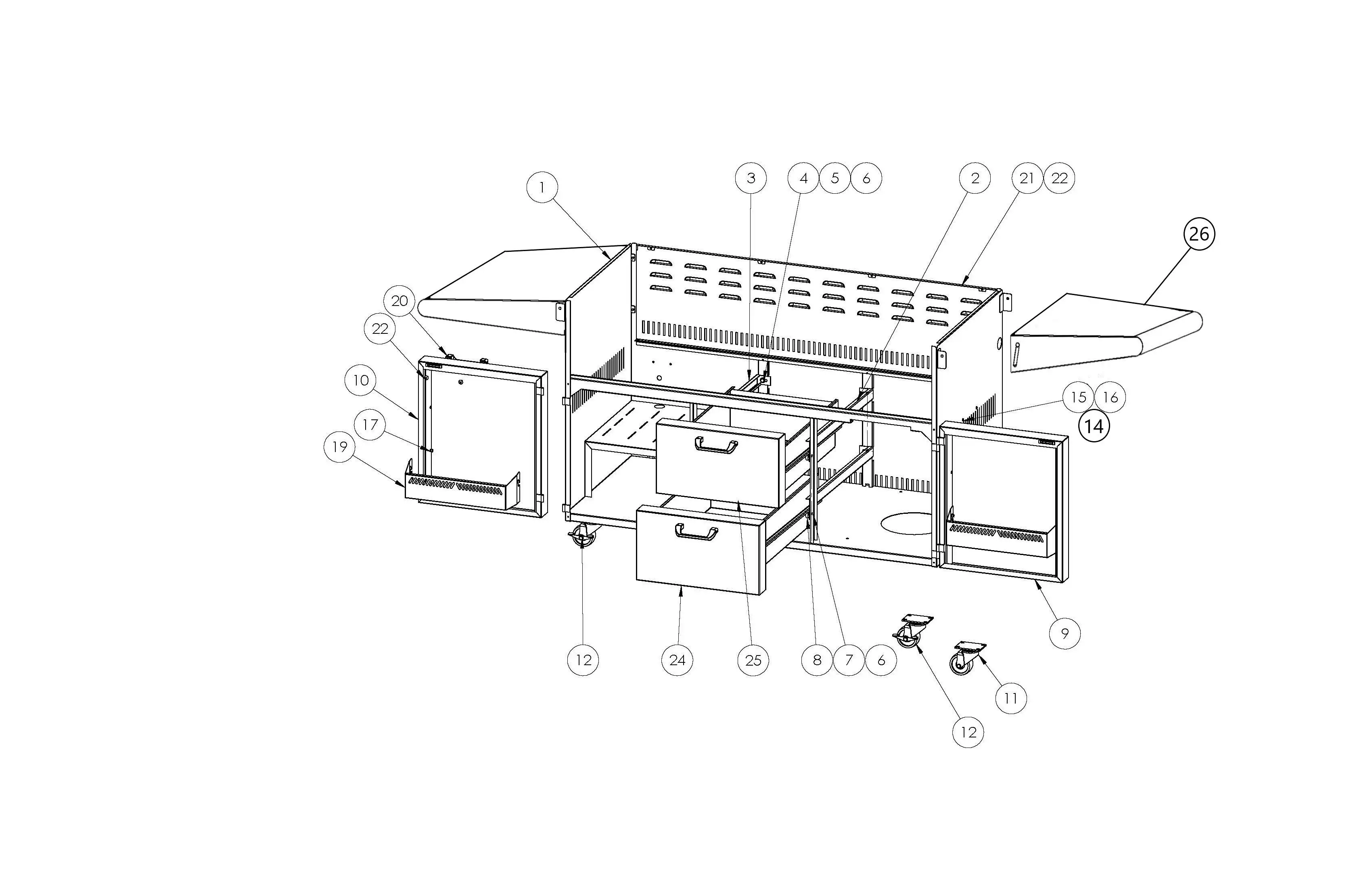 Lynx Professional L54PSFR-1 Series M (2011) Cart parts diagram
