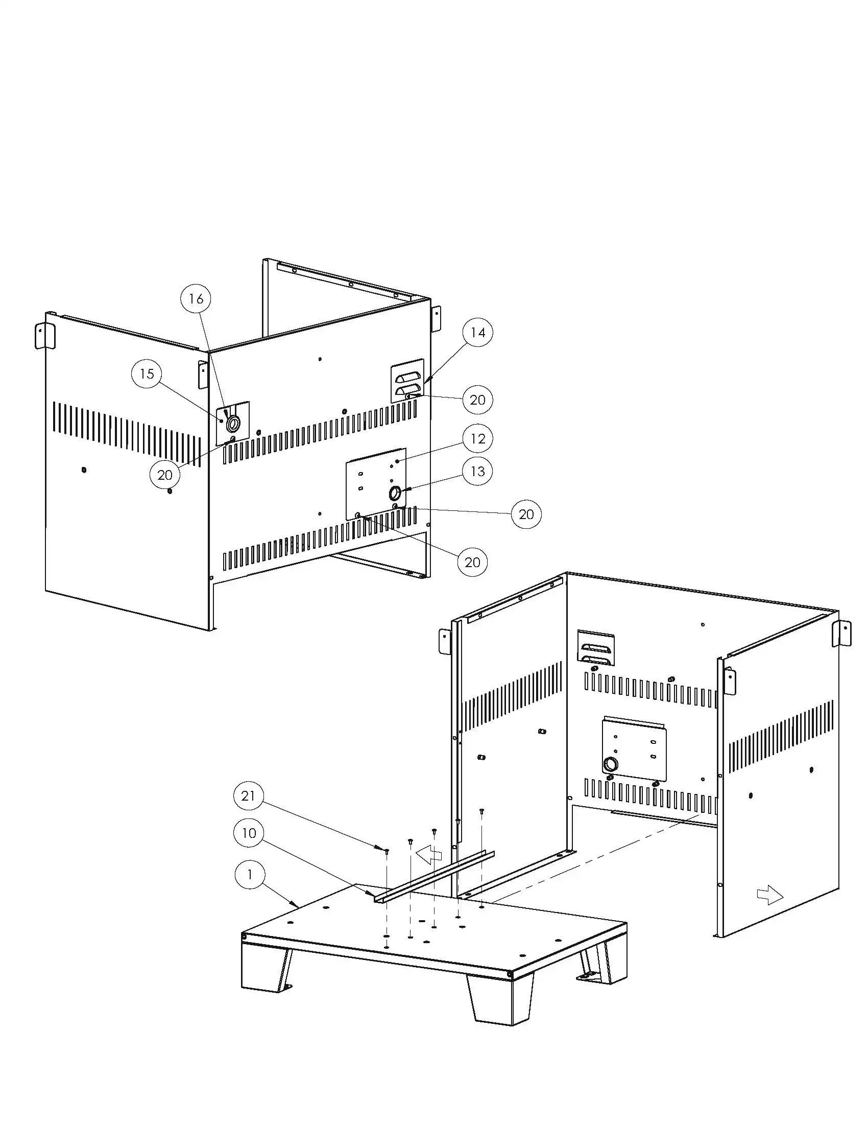 Sedona by Lynx L500ADAR Cart Back Panel And Base Assembly parts diagram