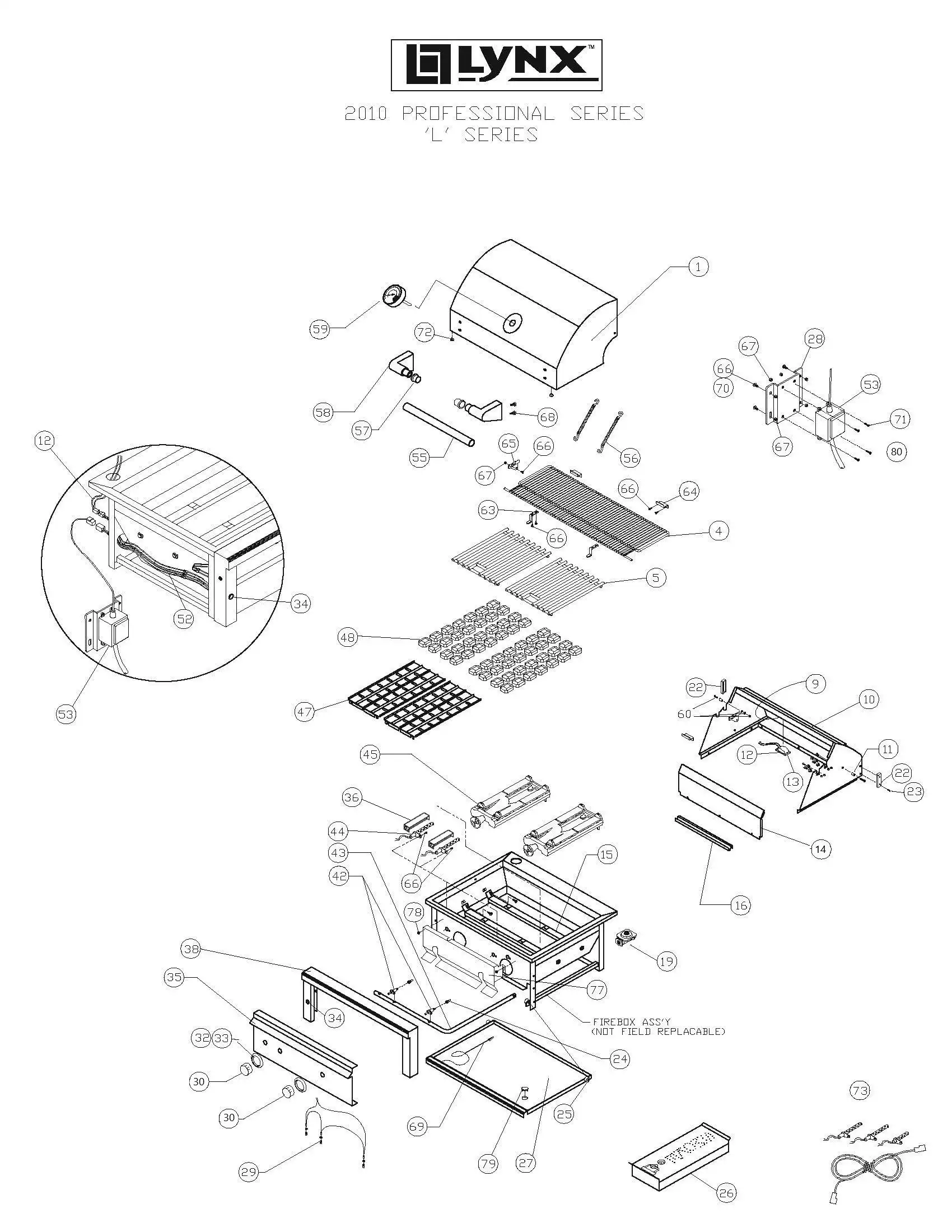 Lynx Professional L27F-2 Series L (2010) Grill parts diagram