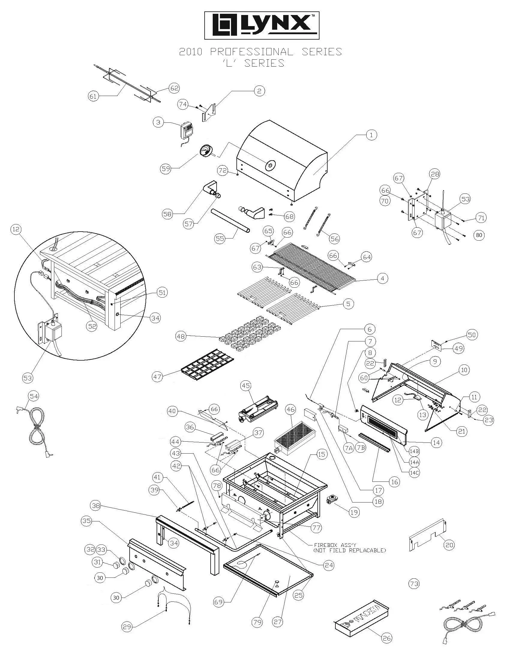 Lynx Professional L27PSFR-2 Series L (2010) Grill parts diagram
