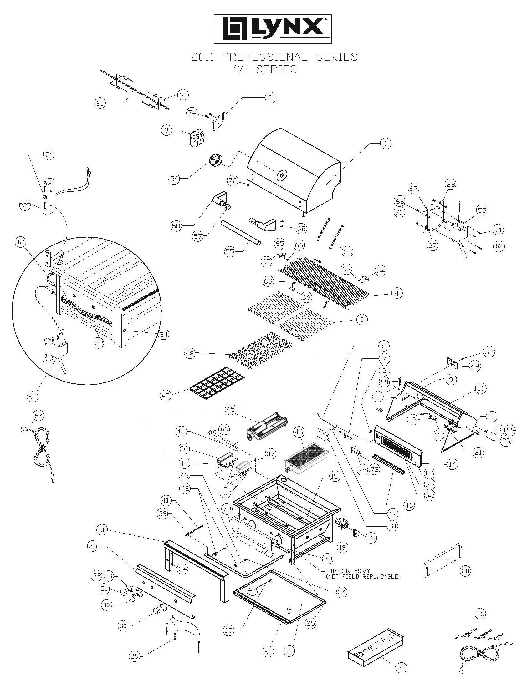 Lynx Professional L27PSFR-2 Series M (2011) Grill parts diagram