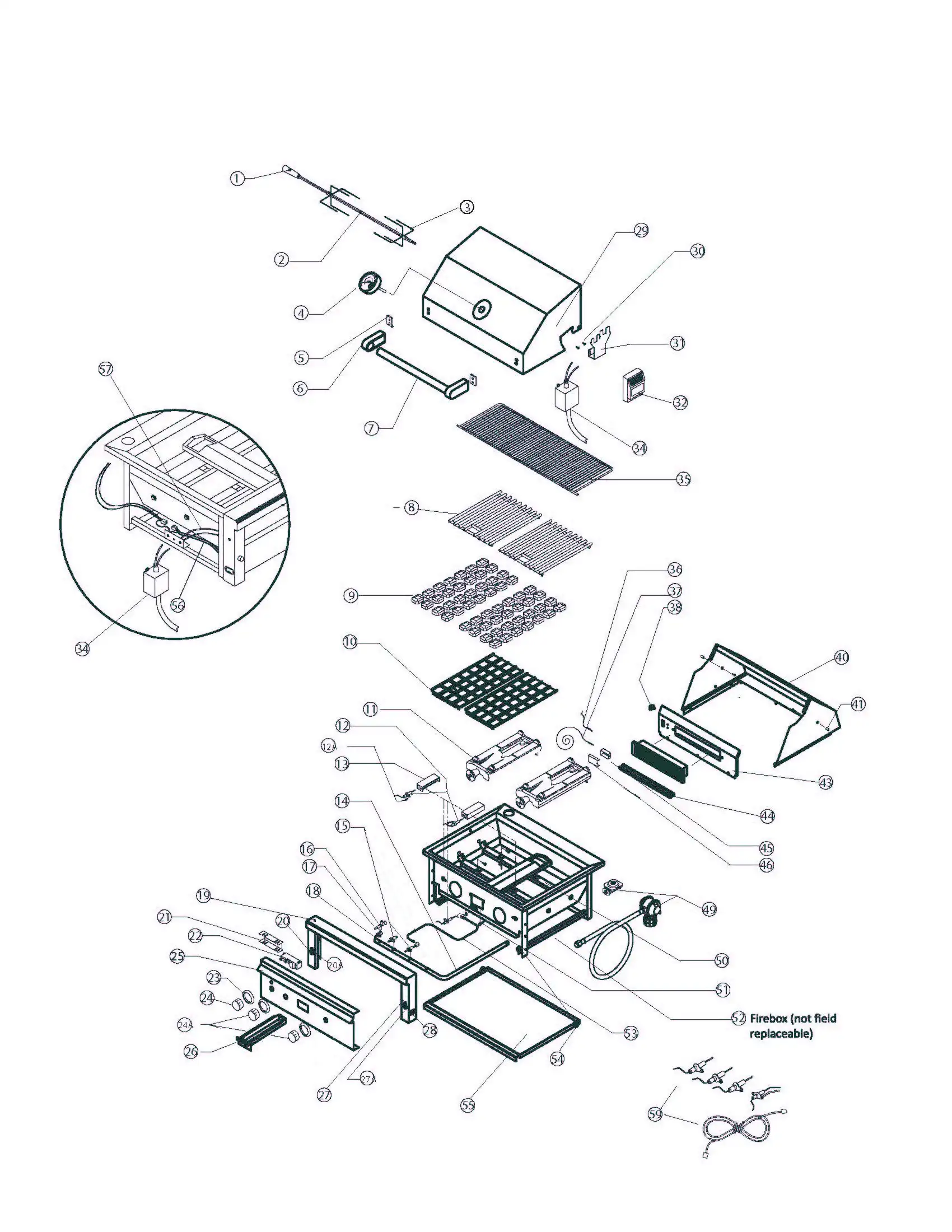 Lynx Professional L27FR Series F & G (2005) Grill parts diagram