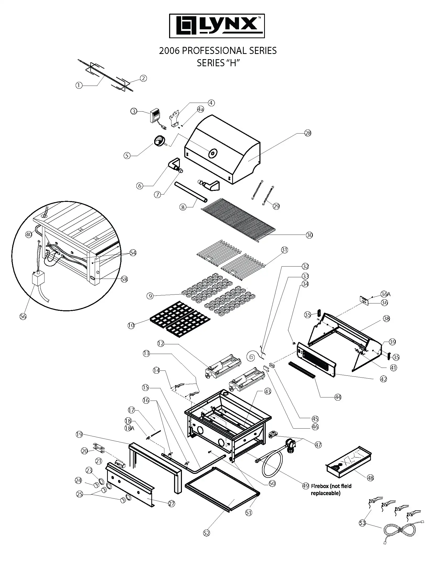 Lynx Professional L27FR-1 Series H (2006) Grill parts diagram