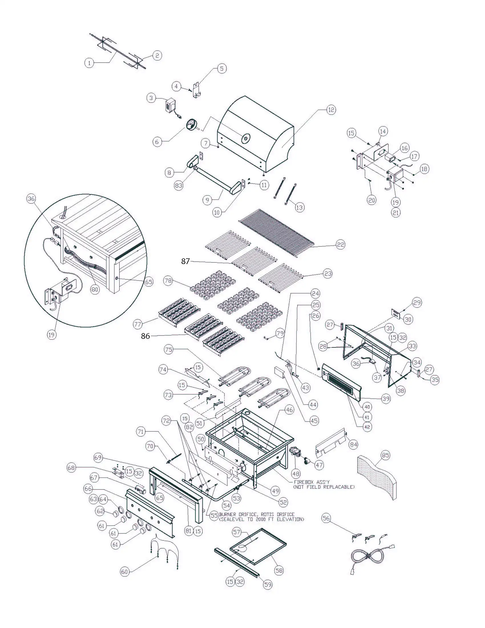 Sedona by Lynx L700FR-01 Grill parts diagram