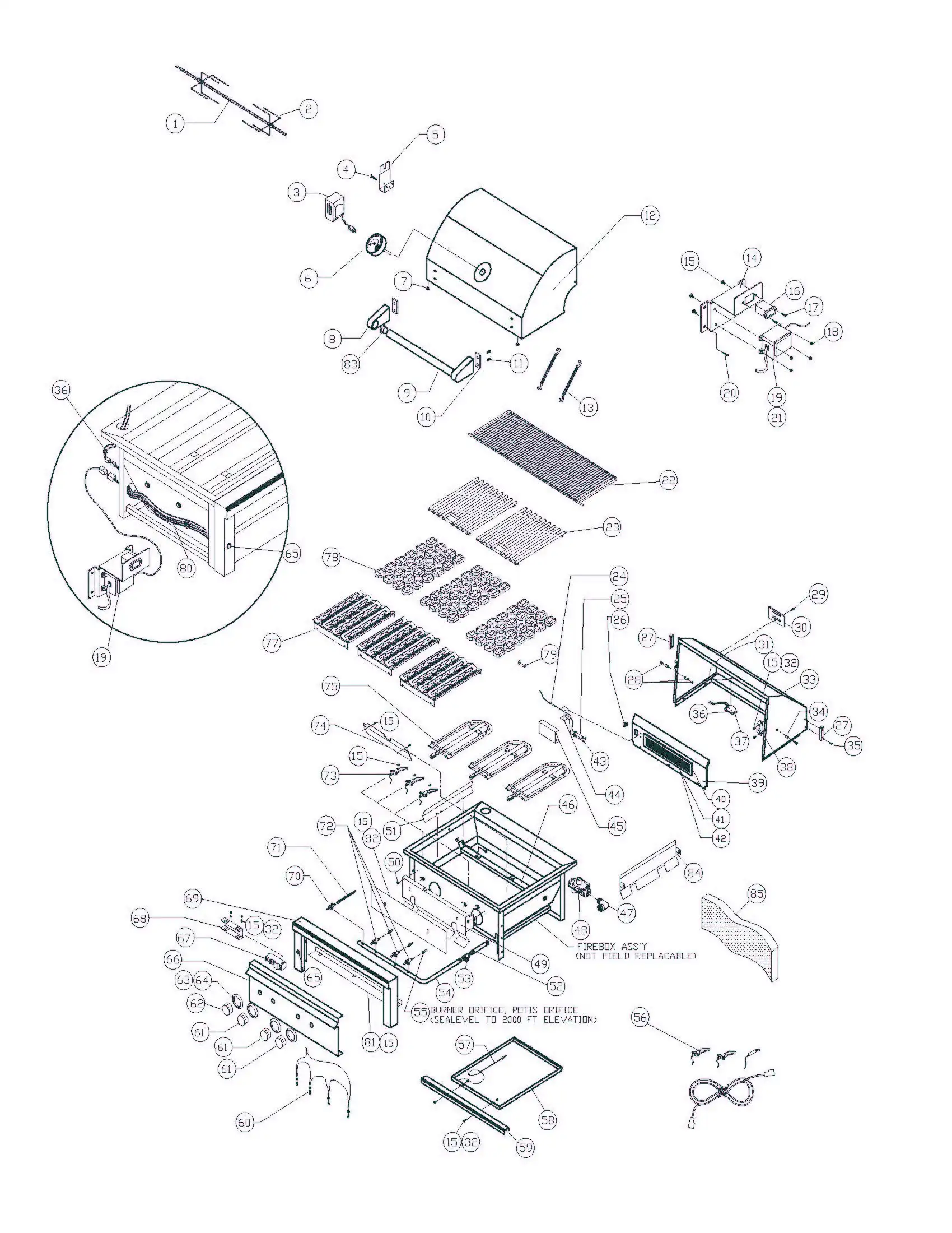 Sedona by Lynx L600FR-01 Grill parts diagram