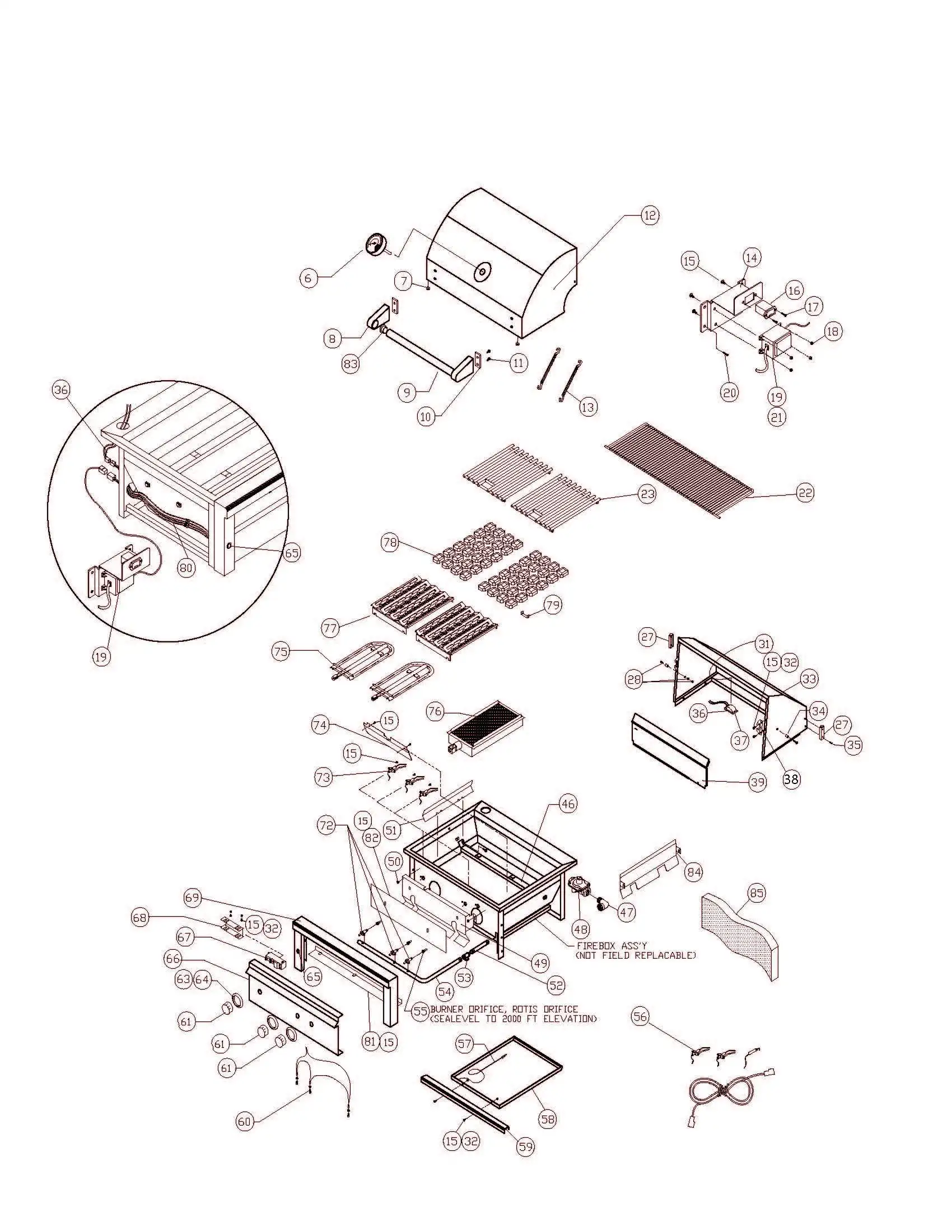 Sedona by Lynx L600PSF-01 Grill parts diagram