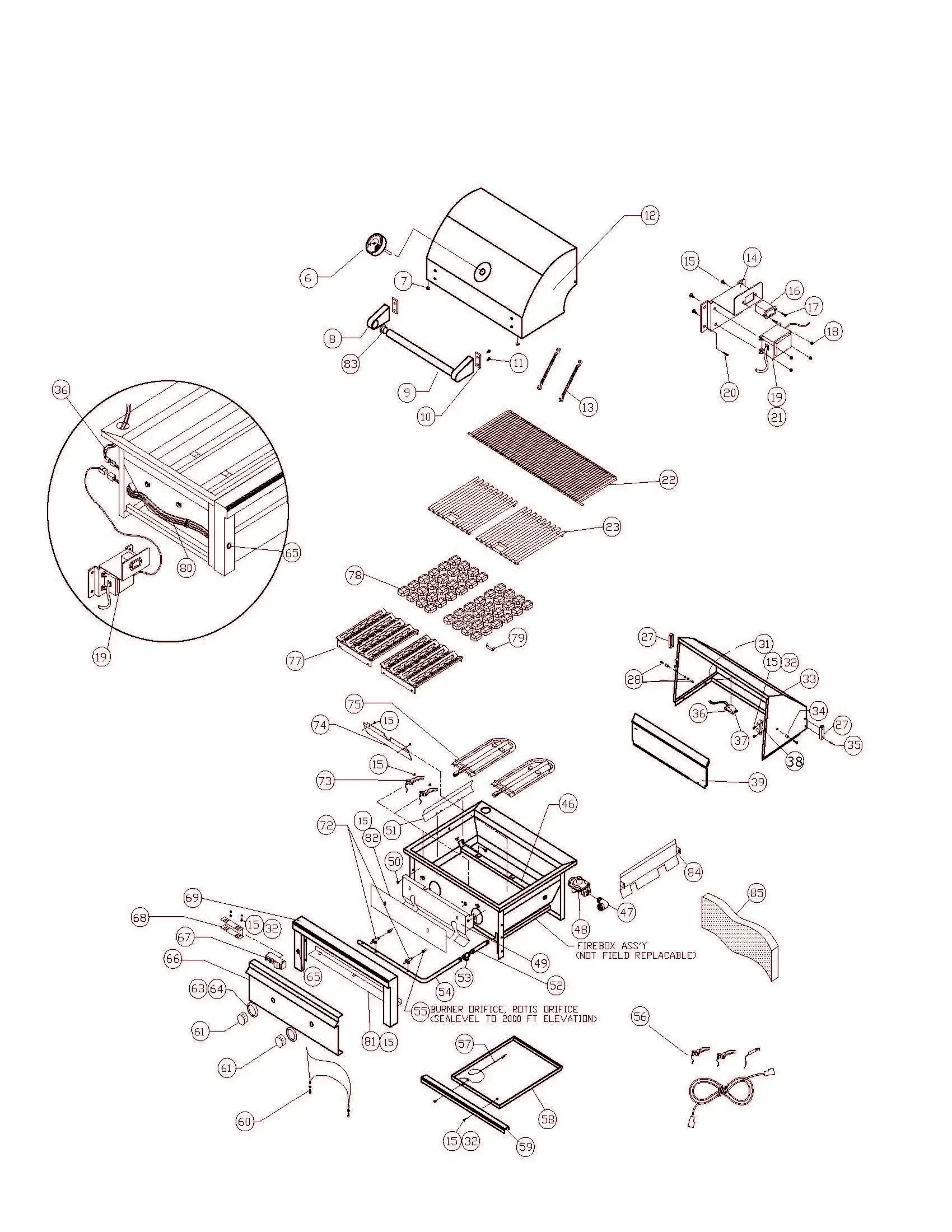 Sedona by Lynx L500F-01 Grill parts diagram