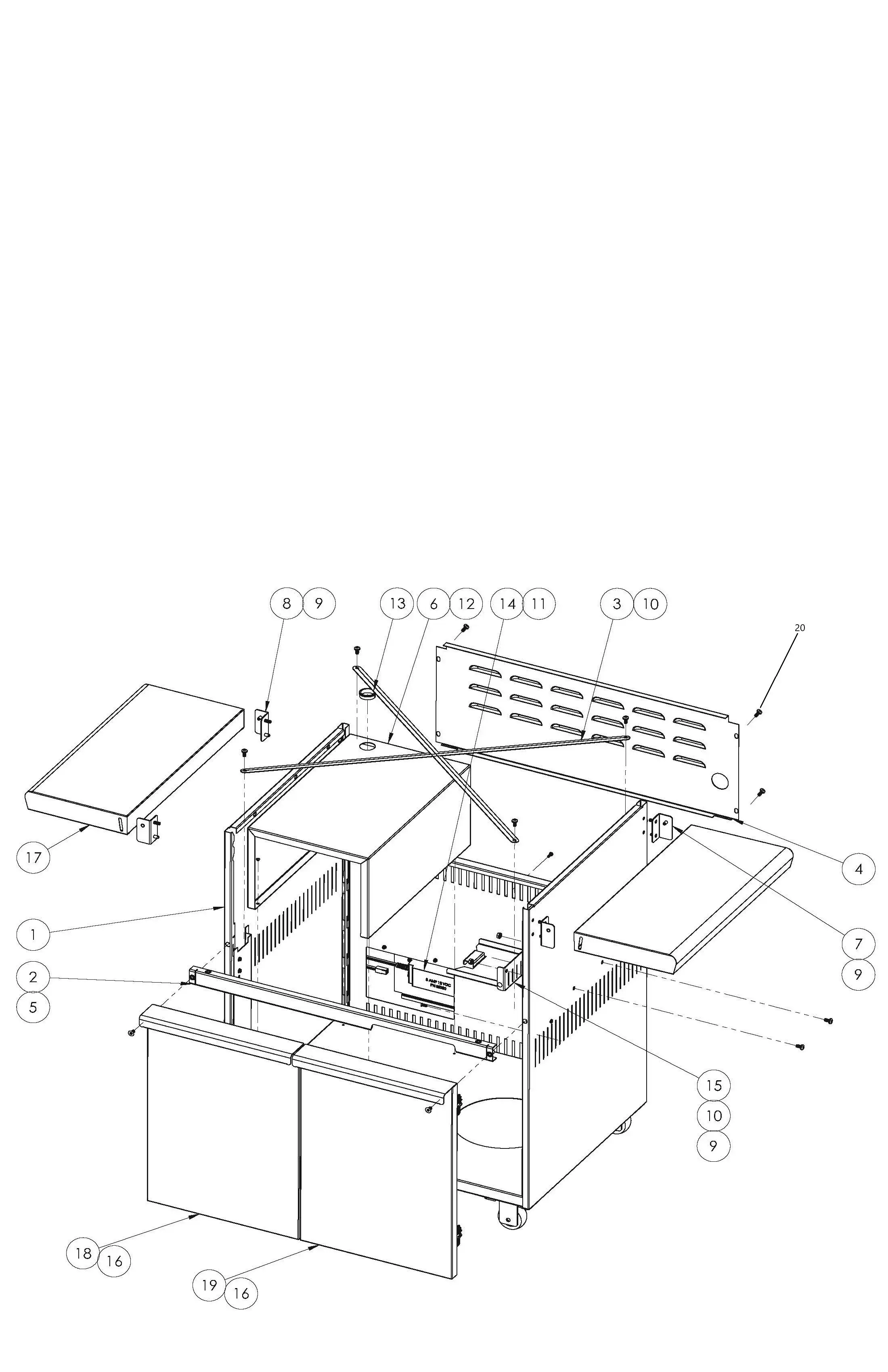 Sedona by Lynx L500F-01 Cart Assembly parts diagram