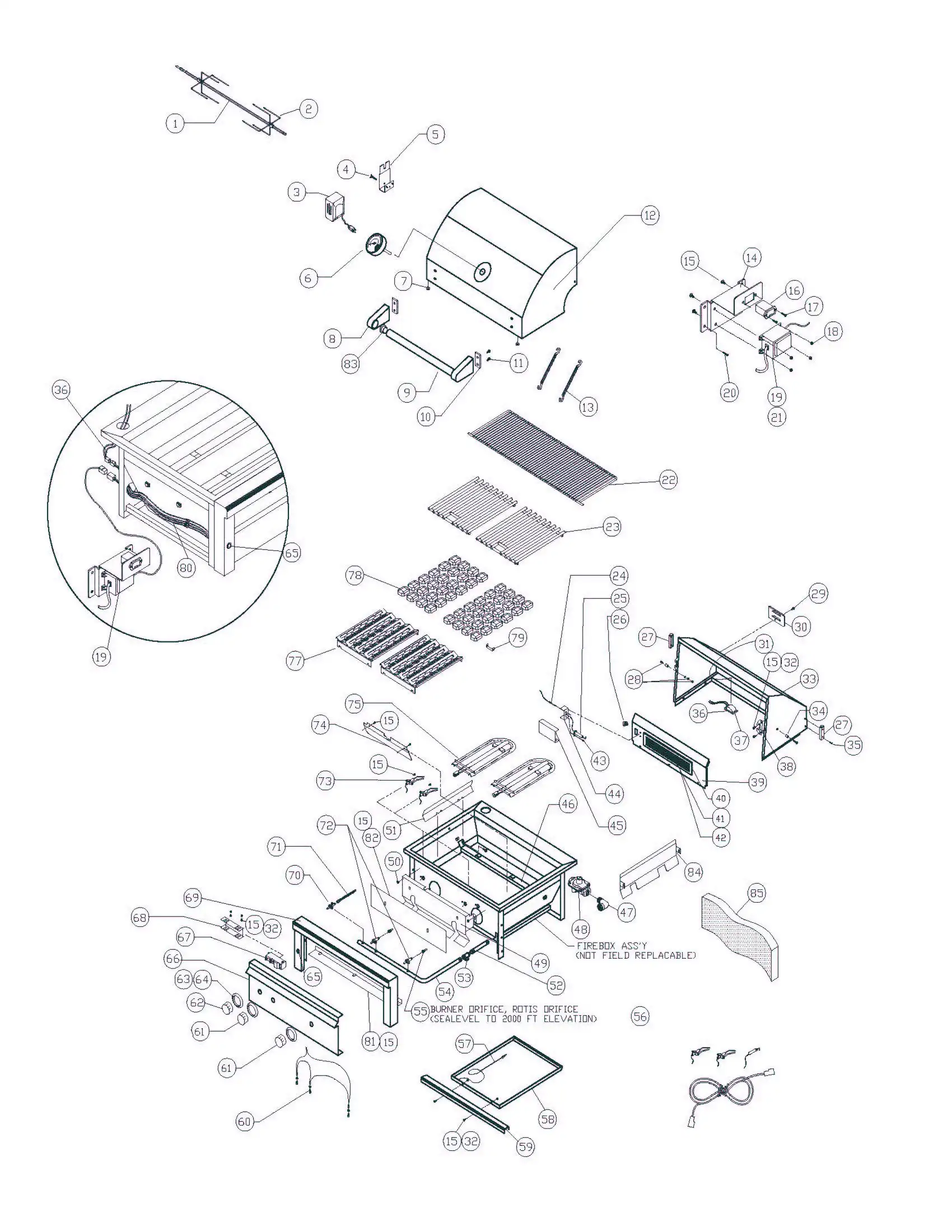 Sedona by Lynx L500FR-01 Grill parts diagram