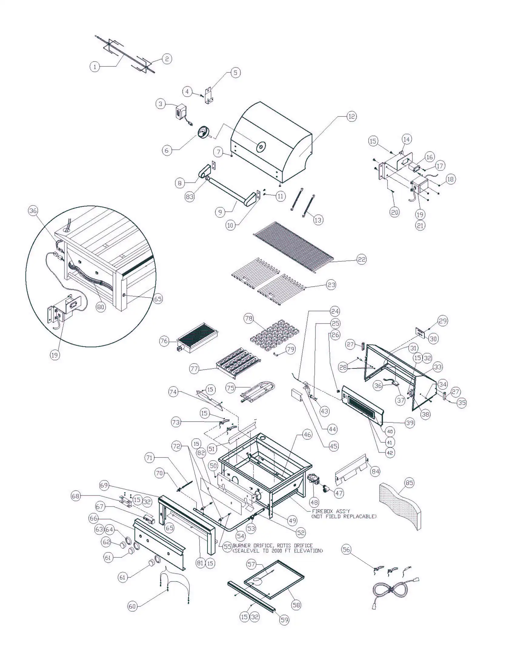 Sedona by Lynx L500PSFR-01 Grill parts diagram