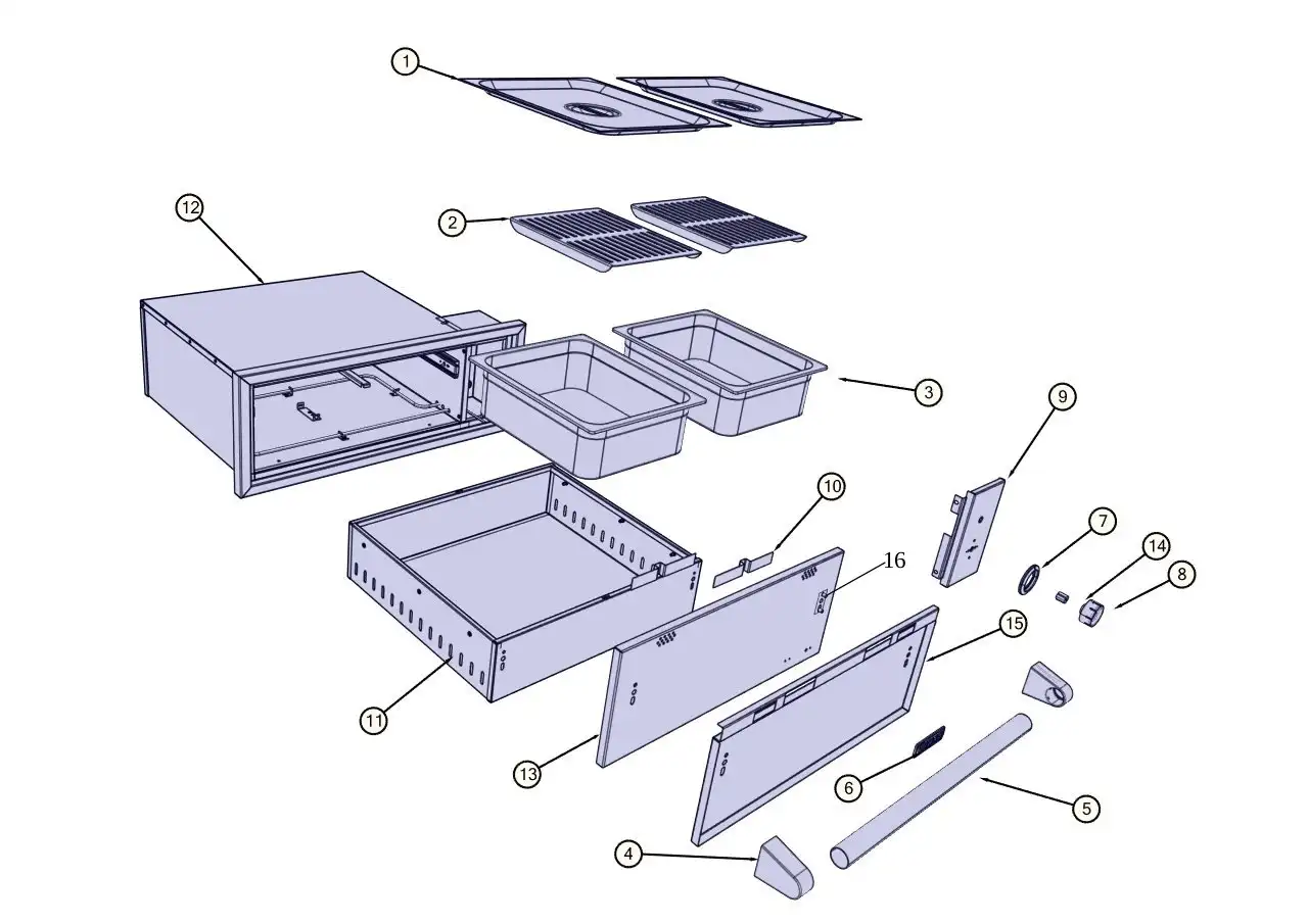 Lynx Professional L30WD-1-01 Drawer View parts diagram