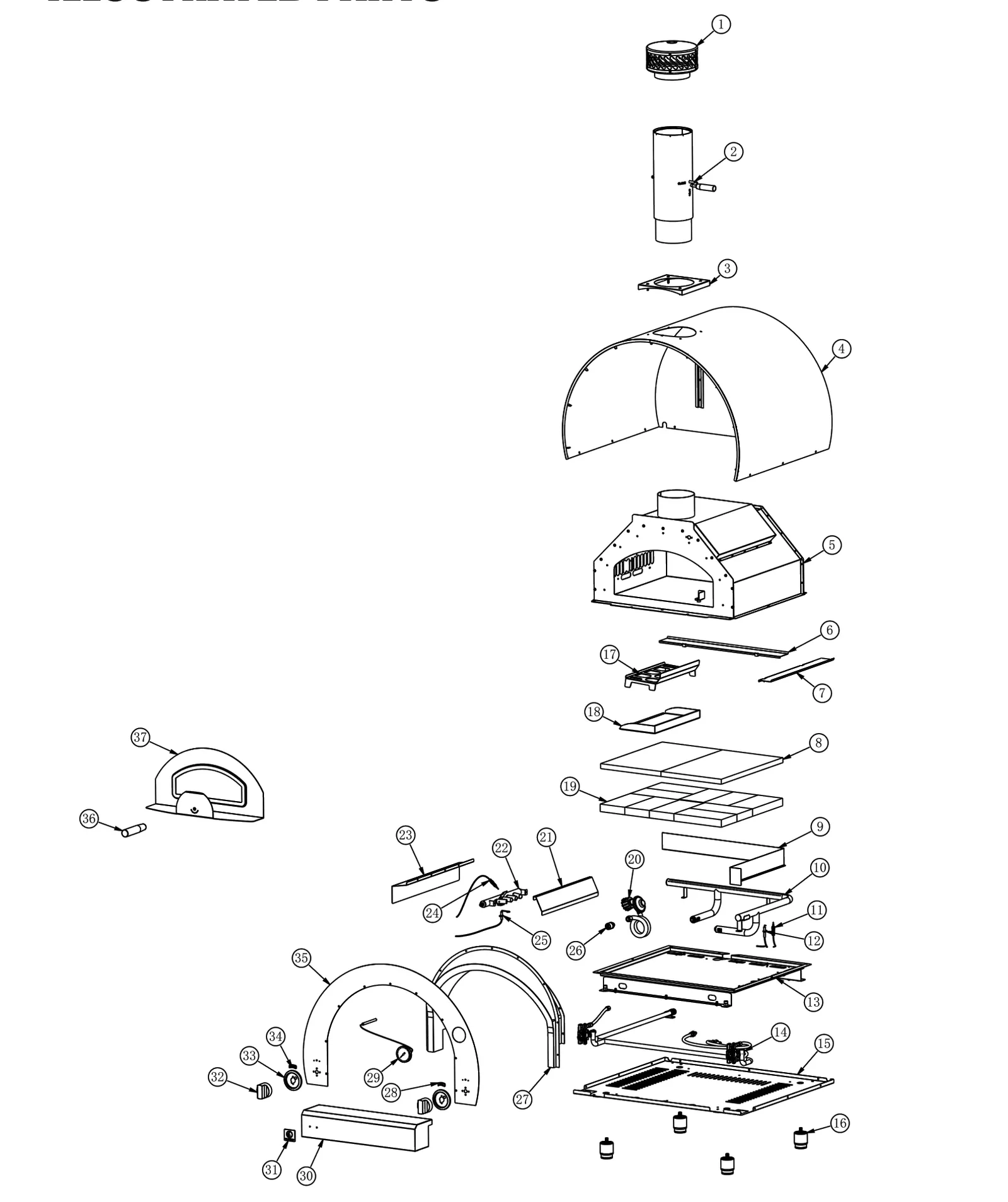 Summerset Hybrid Pizza Oven (OV-HYB) exploded parts diagram