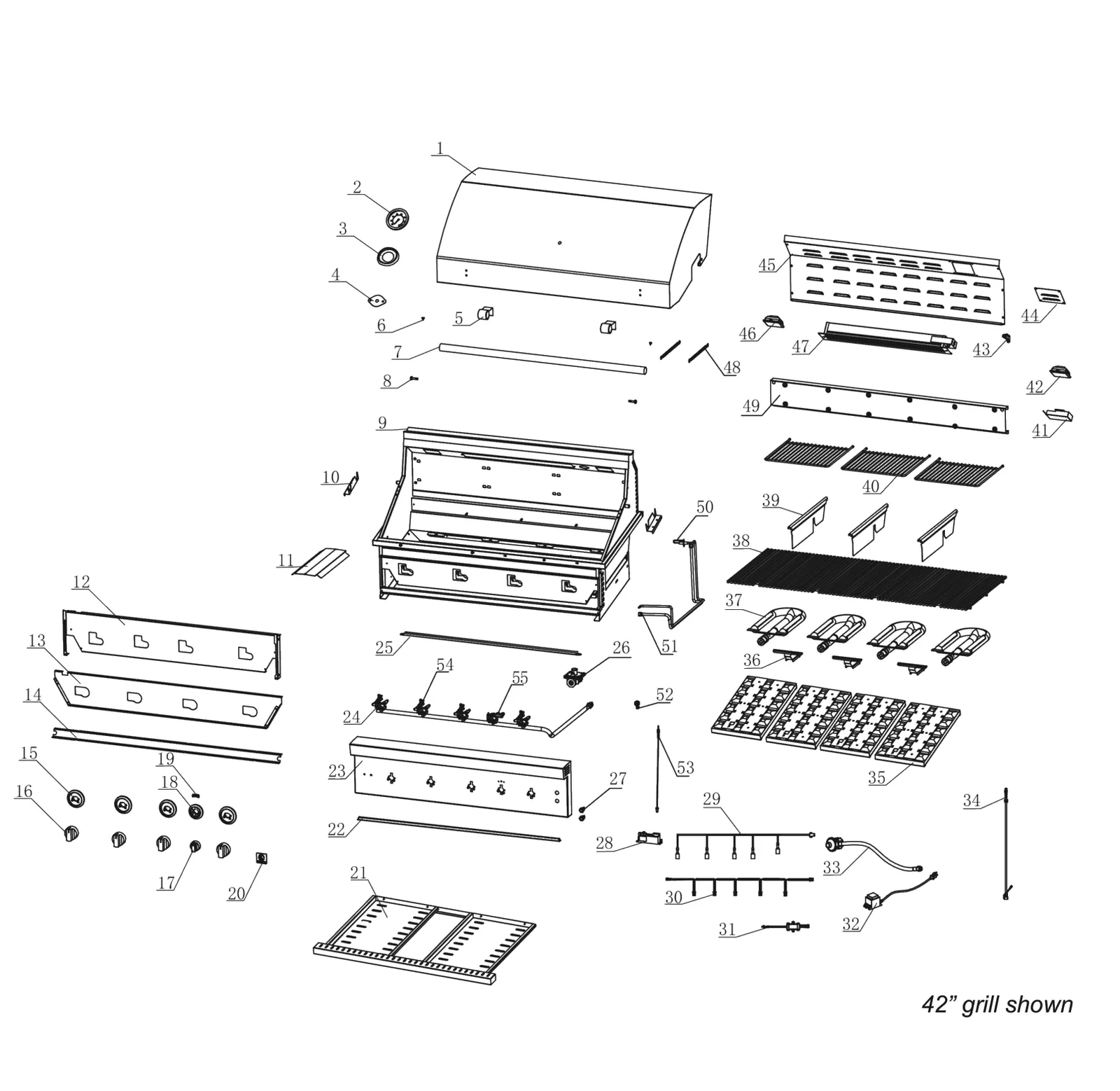 Summerset Quest 42-Inch Gas Grill (QST42) exploded parts diagram
