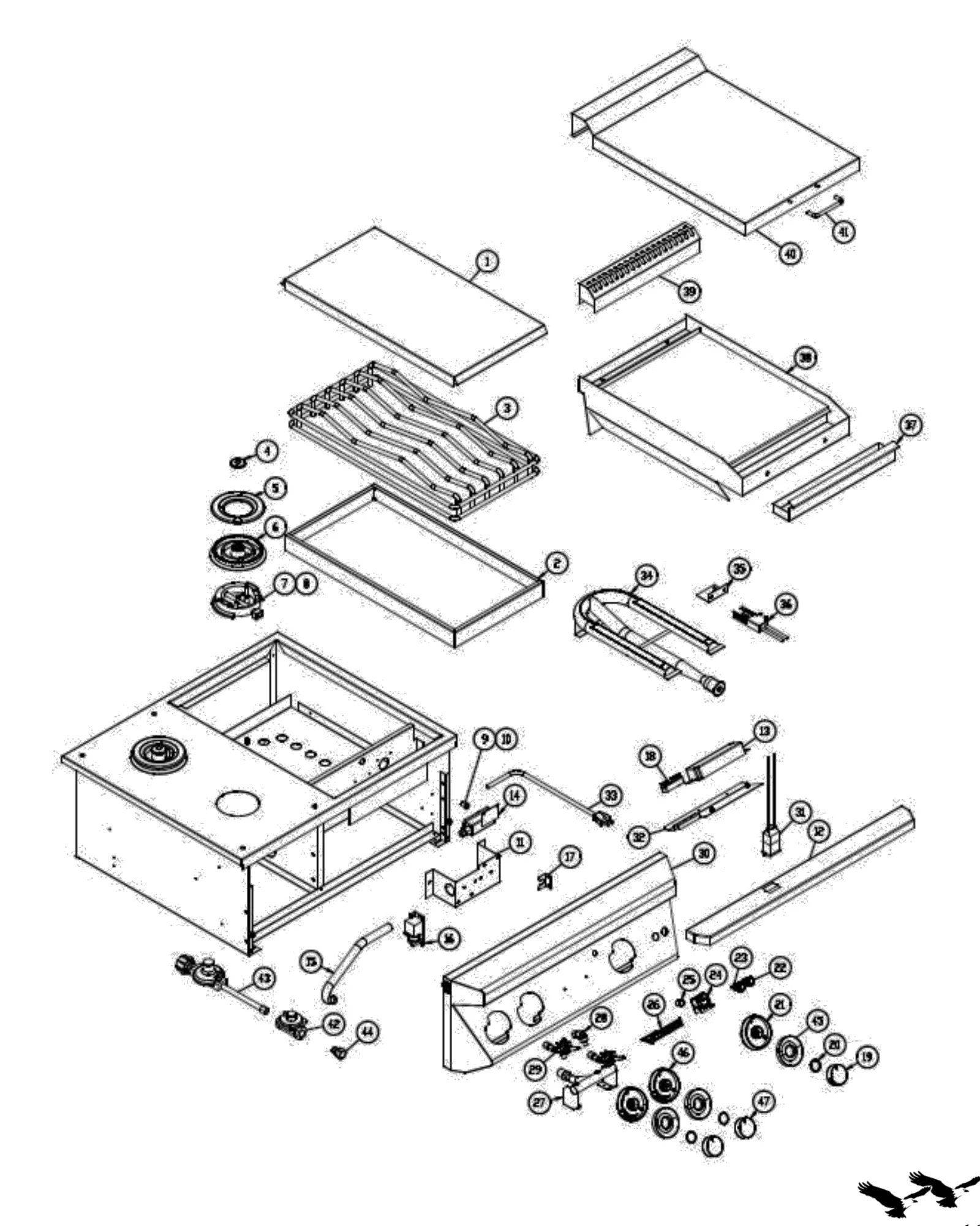 Twin Eagles TEBC30-C Breakfast Club exploded parts diagram