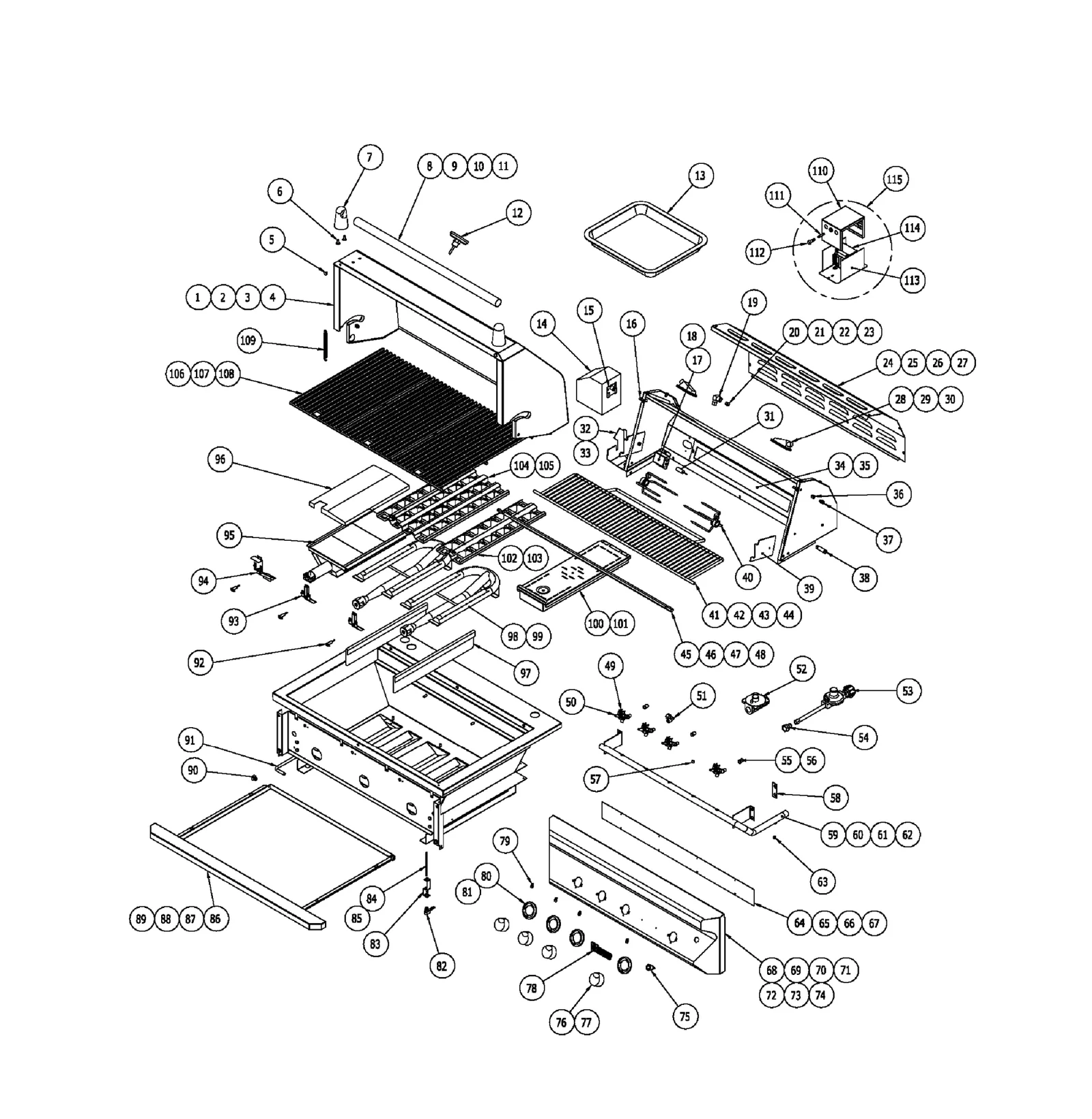 Twin Eagles TEBQ30G-B exploded parts diagram