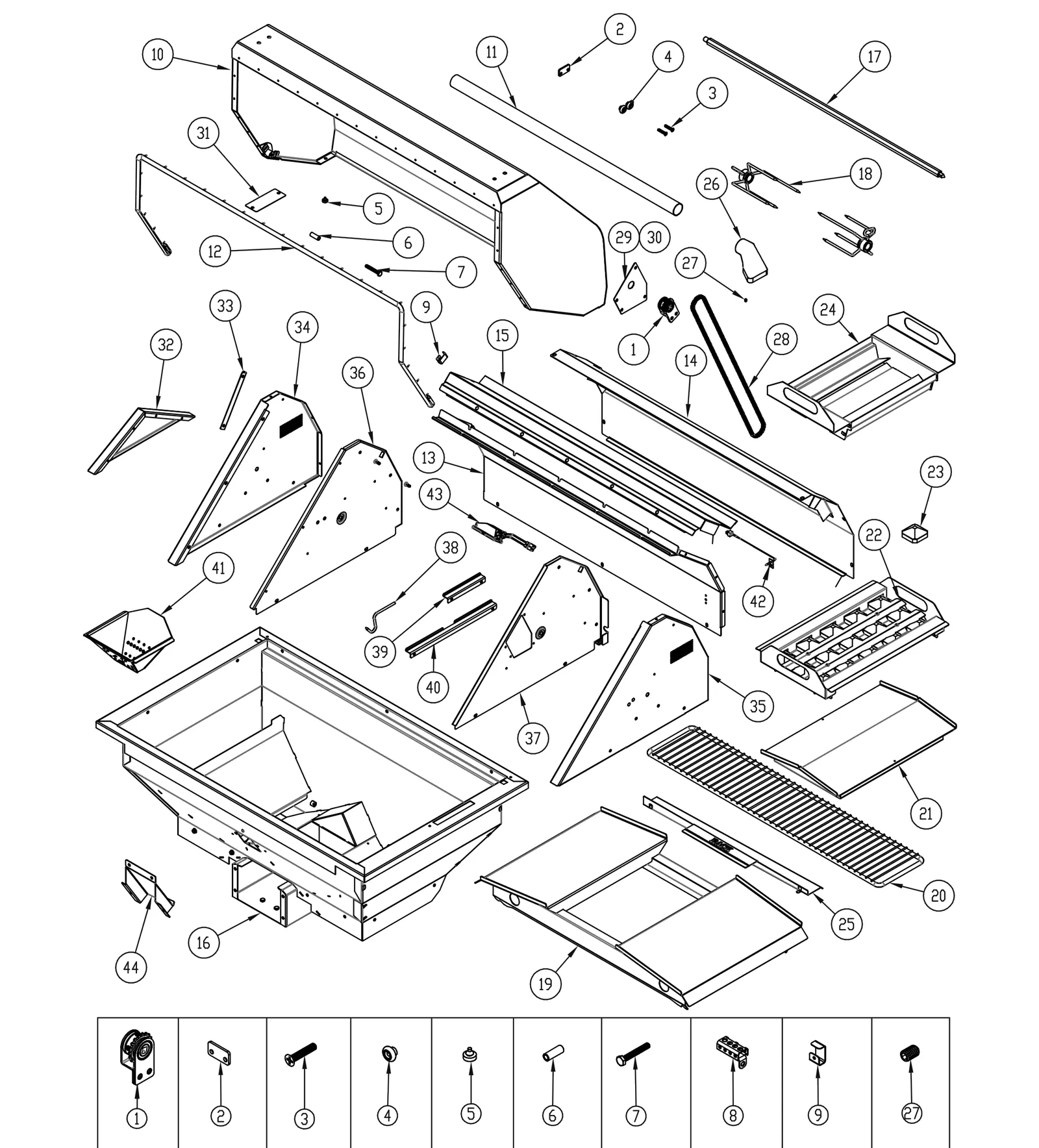 Twin Eagles TEPG36G Wood Fired Pellet Grill exploded parts diagram page 1