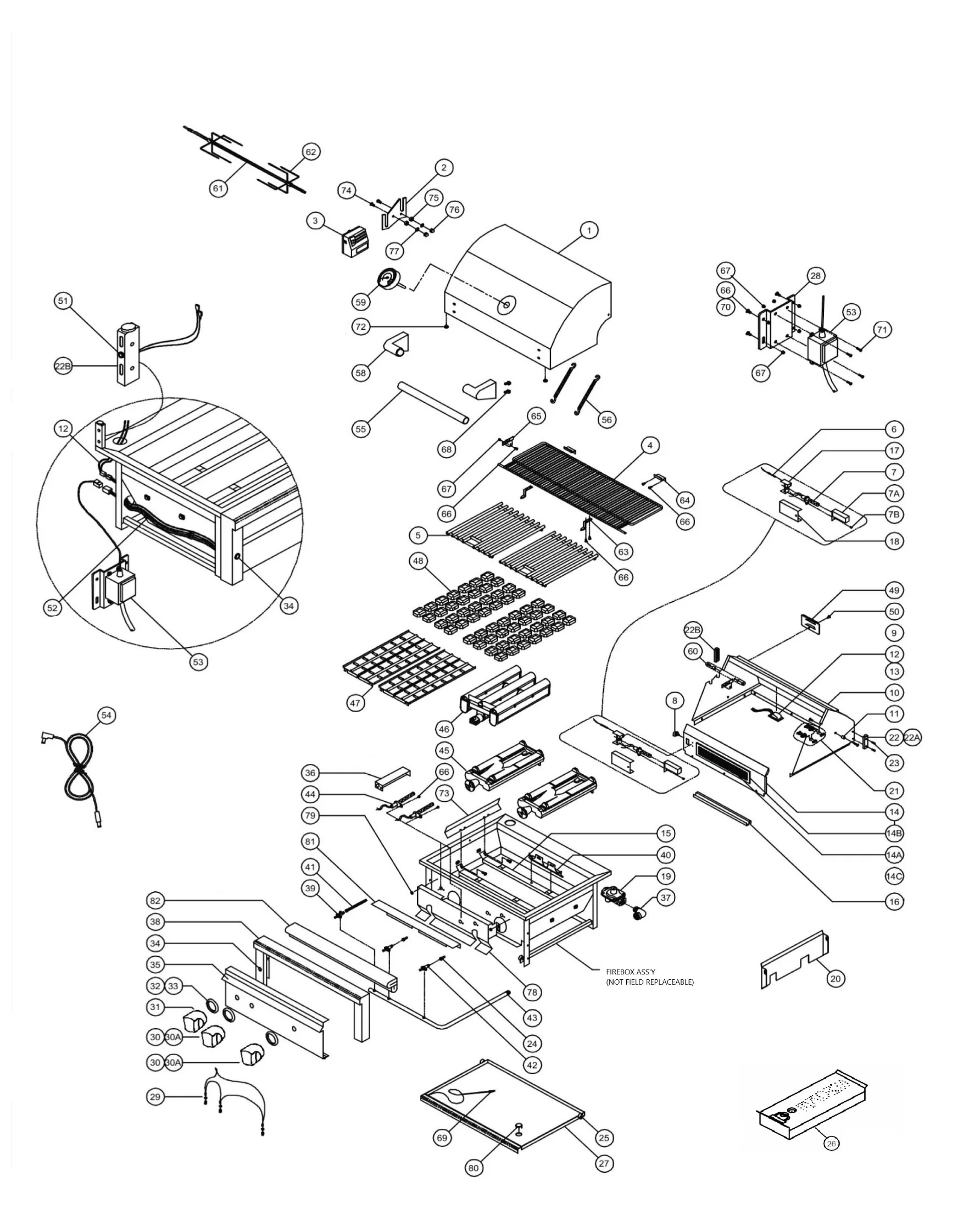 Viking EVQGI5301 Grill Grill parts diagram
