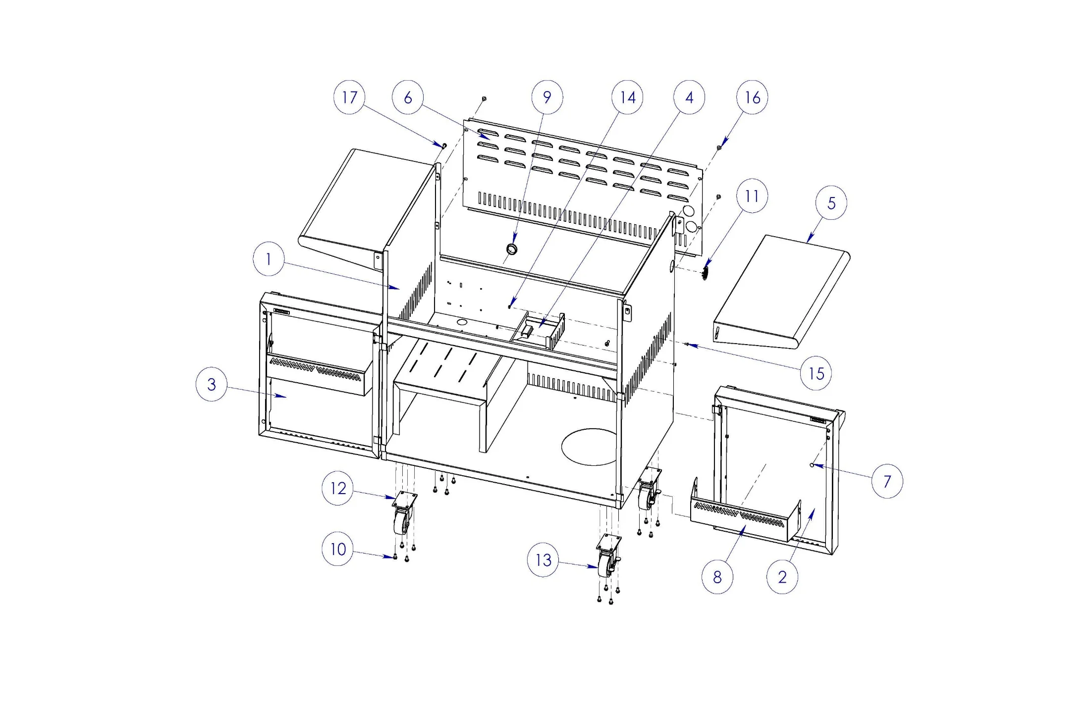 Viking EVQGFS5361 Grill Cart parts diagram