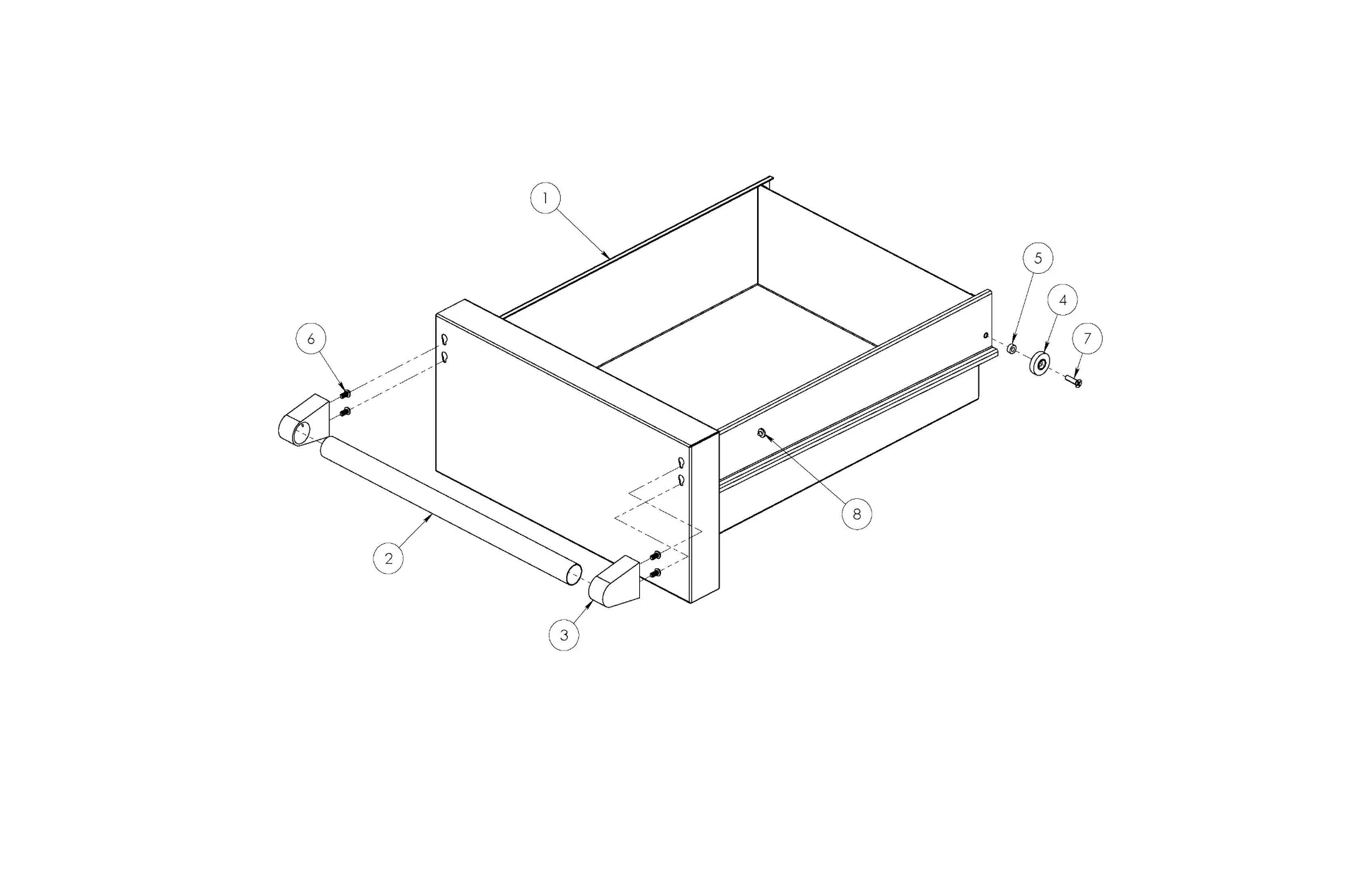 Viking EVQGFS5421 Grill Cart Lower Drawer parts diagram