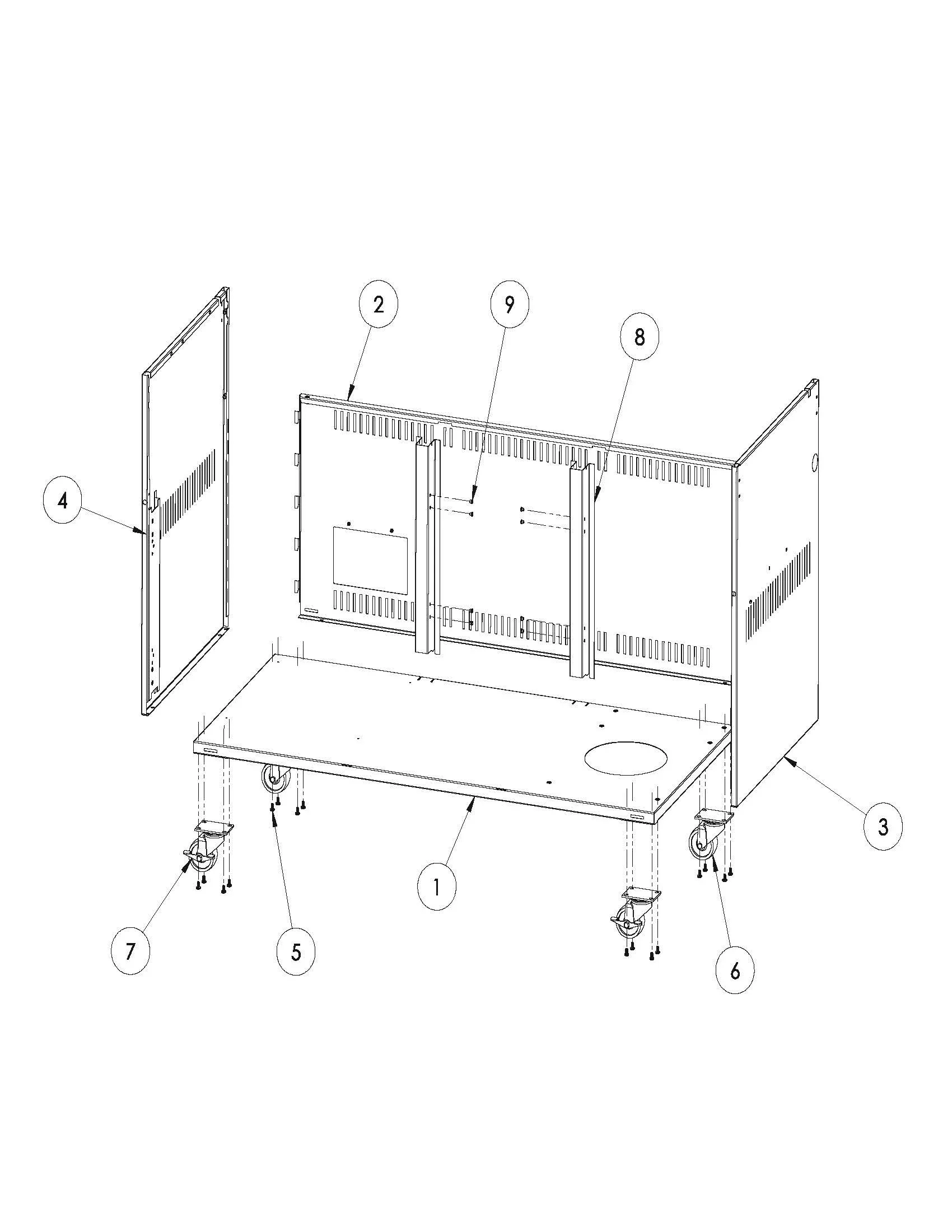 Viking EVQGFS5541 Grill Cabinet Body (After 7-12-22) parts diagram