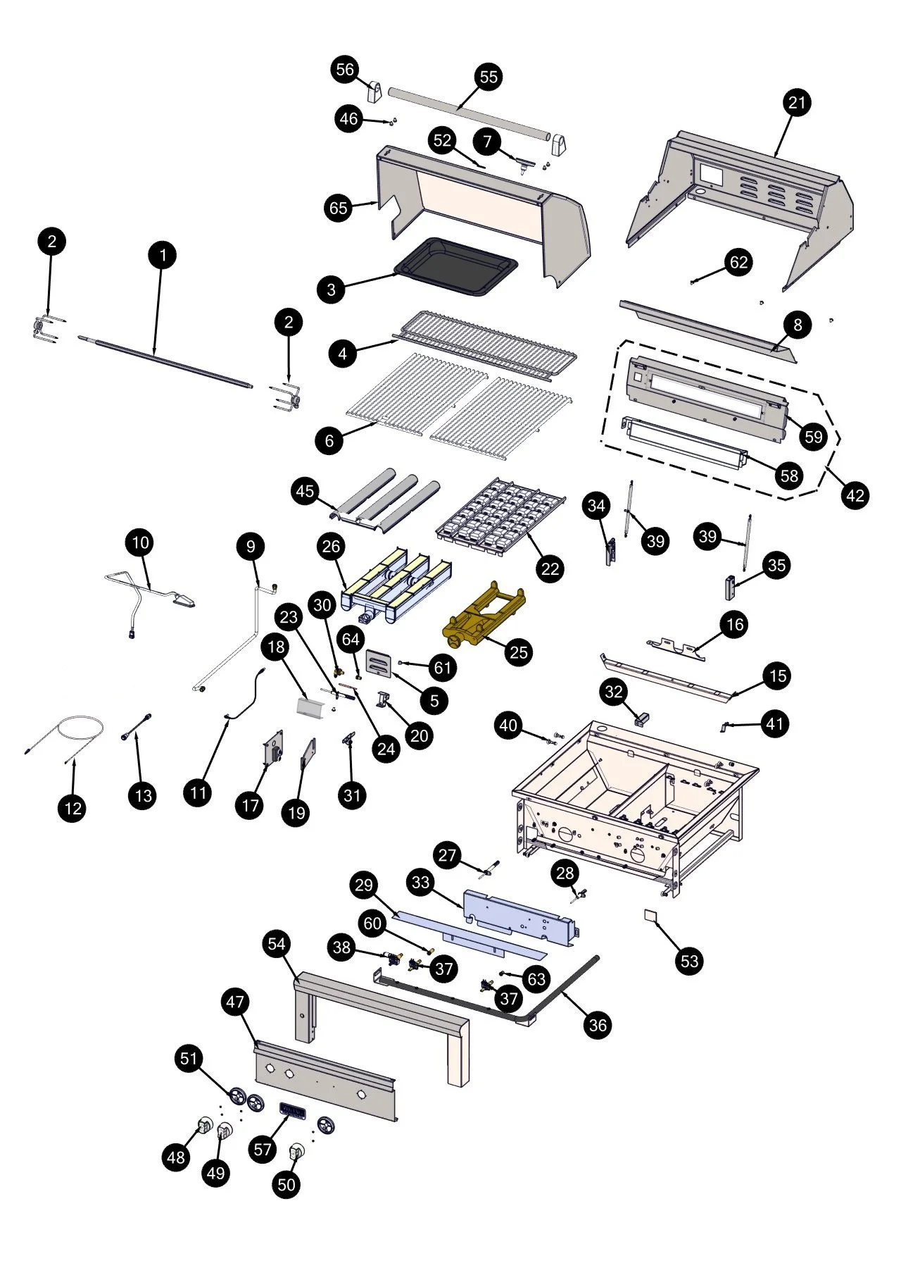 Viking VQGFS5301SS01 Grill Grill parts diagram