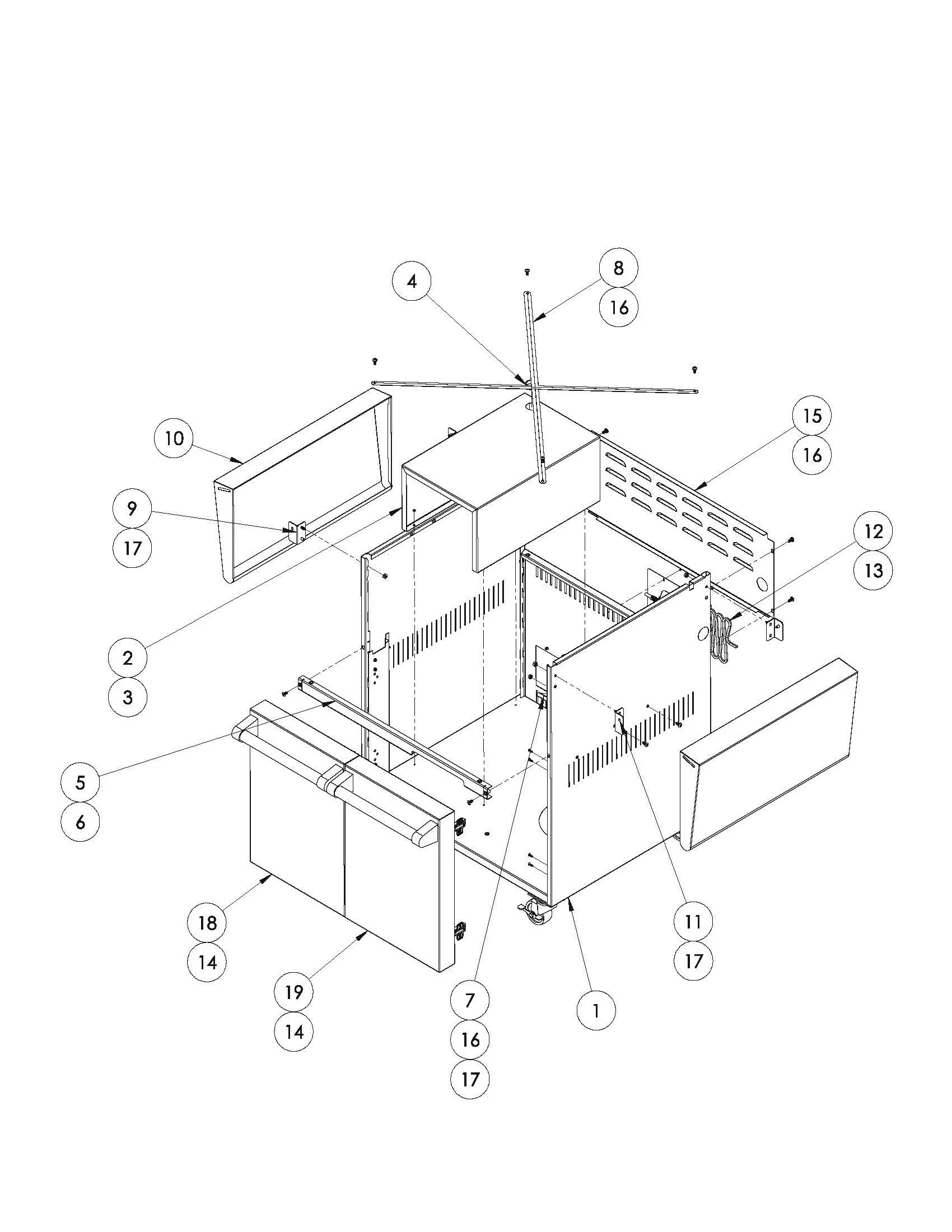 Viking VQGFS5301SS01 Grill Cart Assembly parts diagram