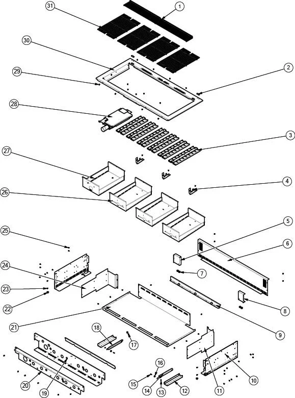Viking JHYVGBQ55424LSS Grill Base parts diagram
