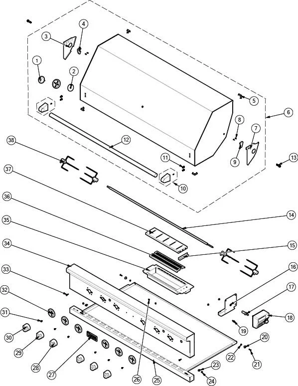 Viking JHYVGBQ55424LSS Grill Decor parts diagram