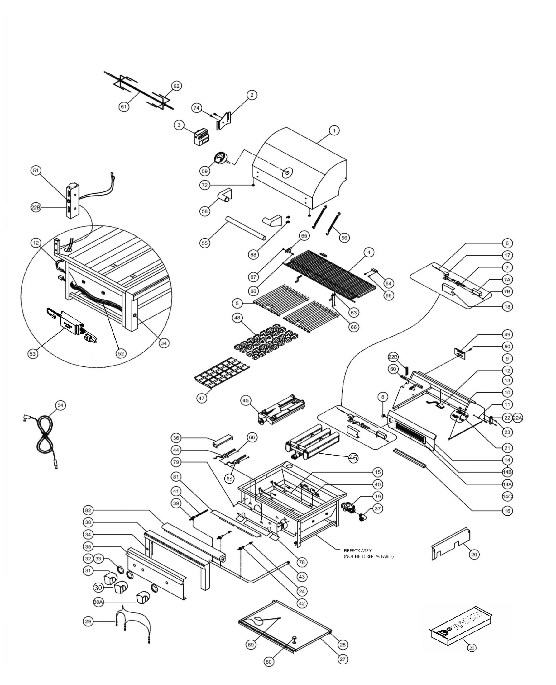 Viking VQGI5301LSS01 Grill Part Breakdown parts diagram
