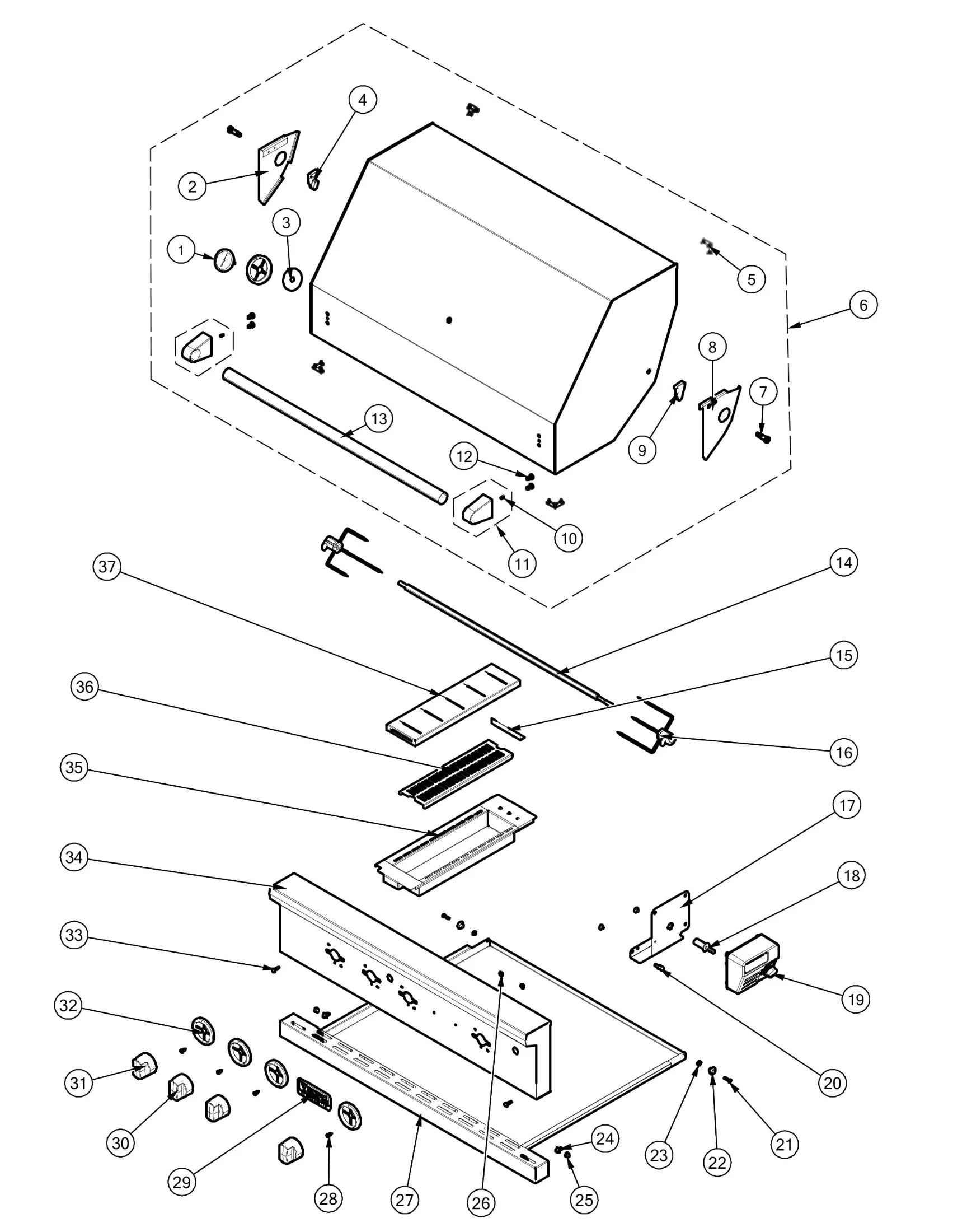 Viking JHYVGBQ53624LSS Grill Decor parts parts diagram