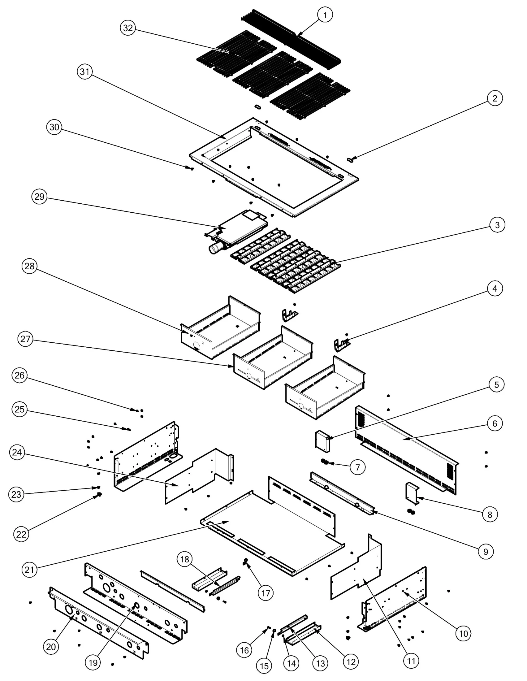 Viking JHYVGIQ54224LSS Grill Top parts parts diagram