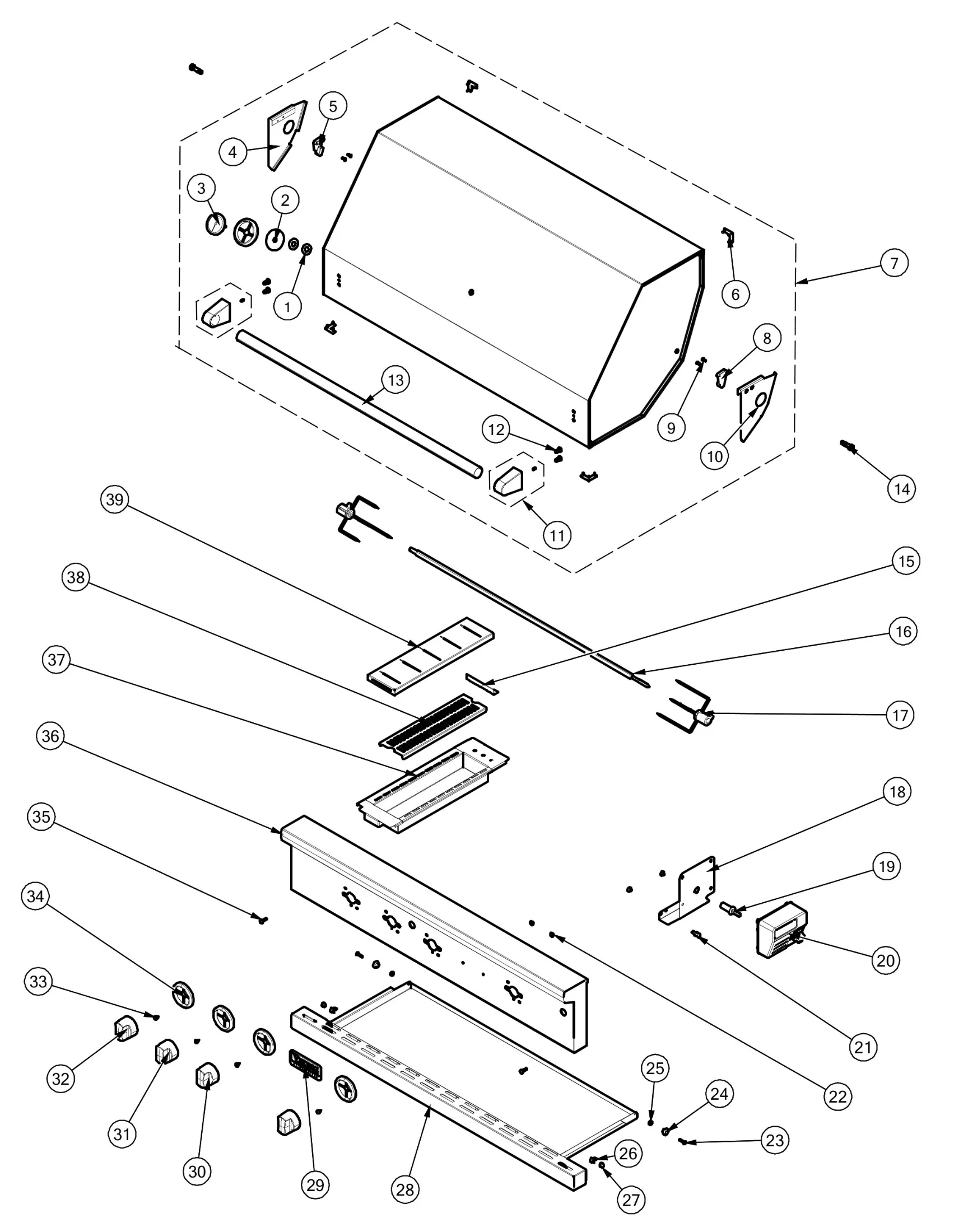 Viking JHYVGIQ54224LSS Grill Decor parts parts diagram