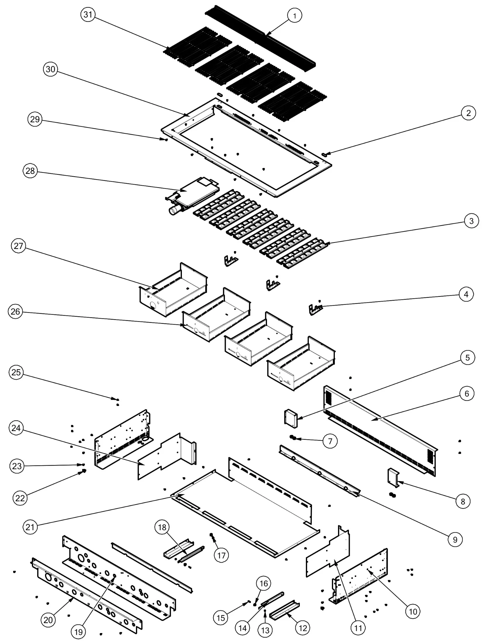 Viking JHYVGIQ55424LSS Grill Base parts parts diagram