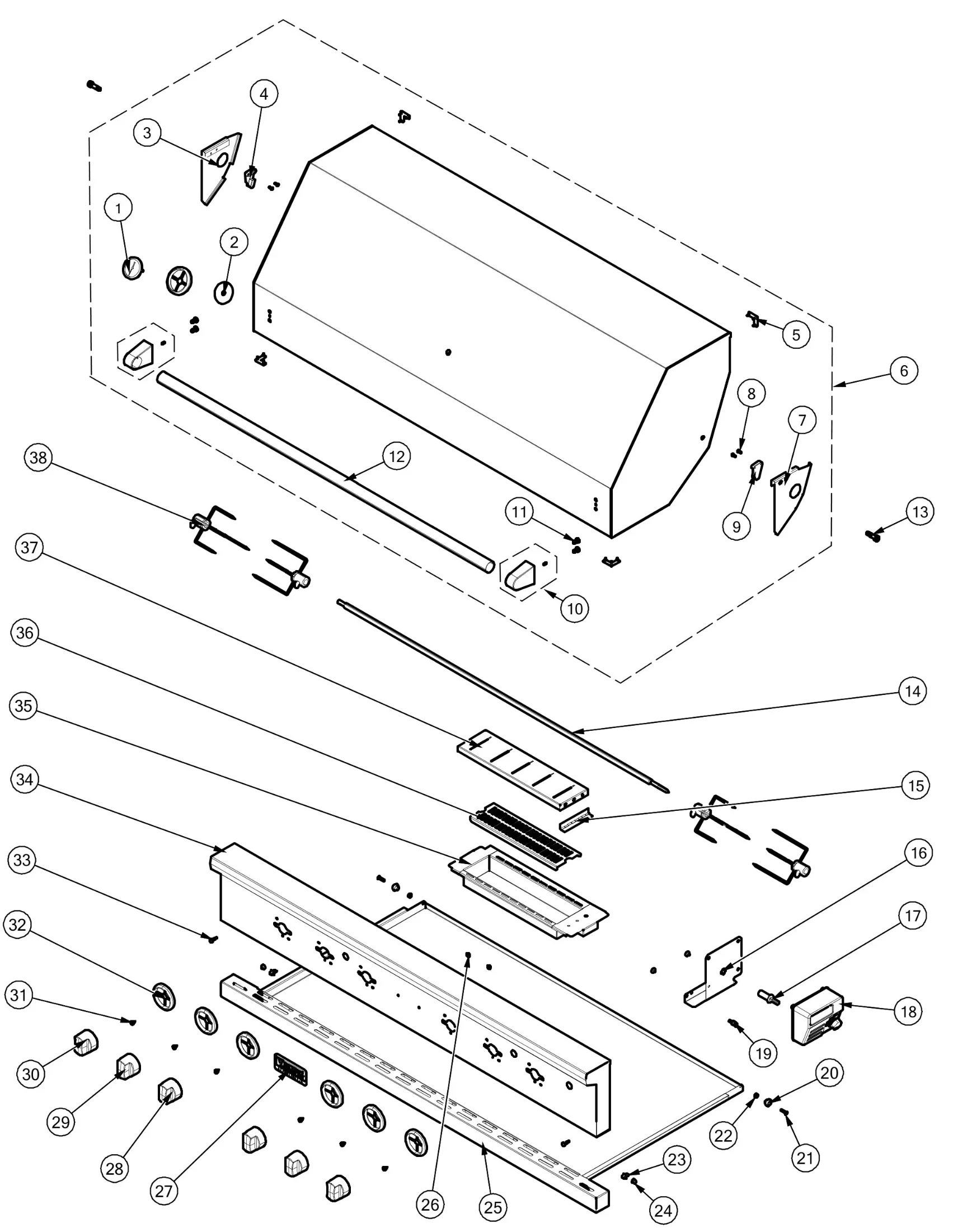 Viking JHYVGIQ55424LSS Grill Decor parts parts diagram