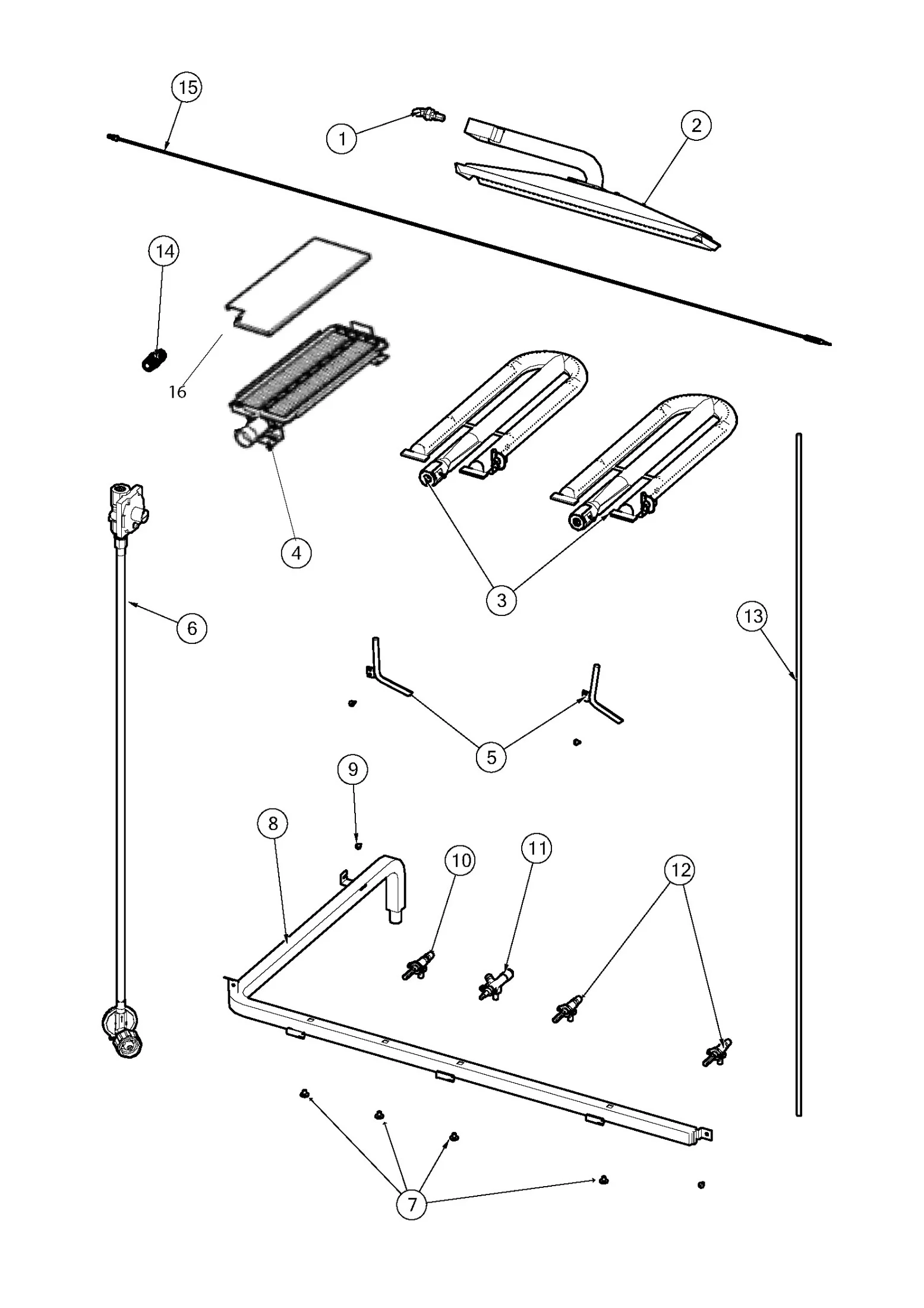 Viking VGIQ542241 Grill Gas parts diagram