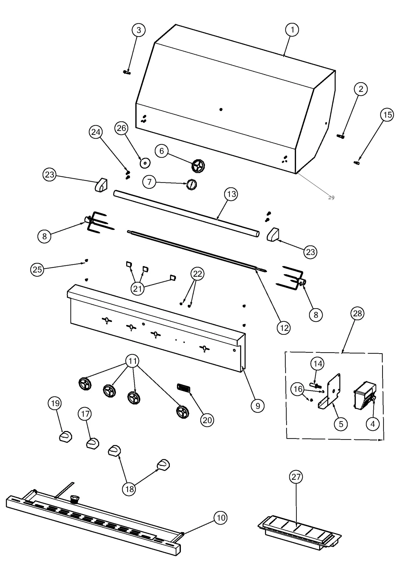 Viking VGIQ542241 Grill Decor parts diagram