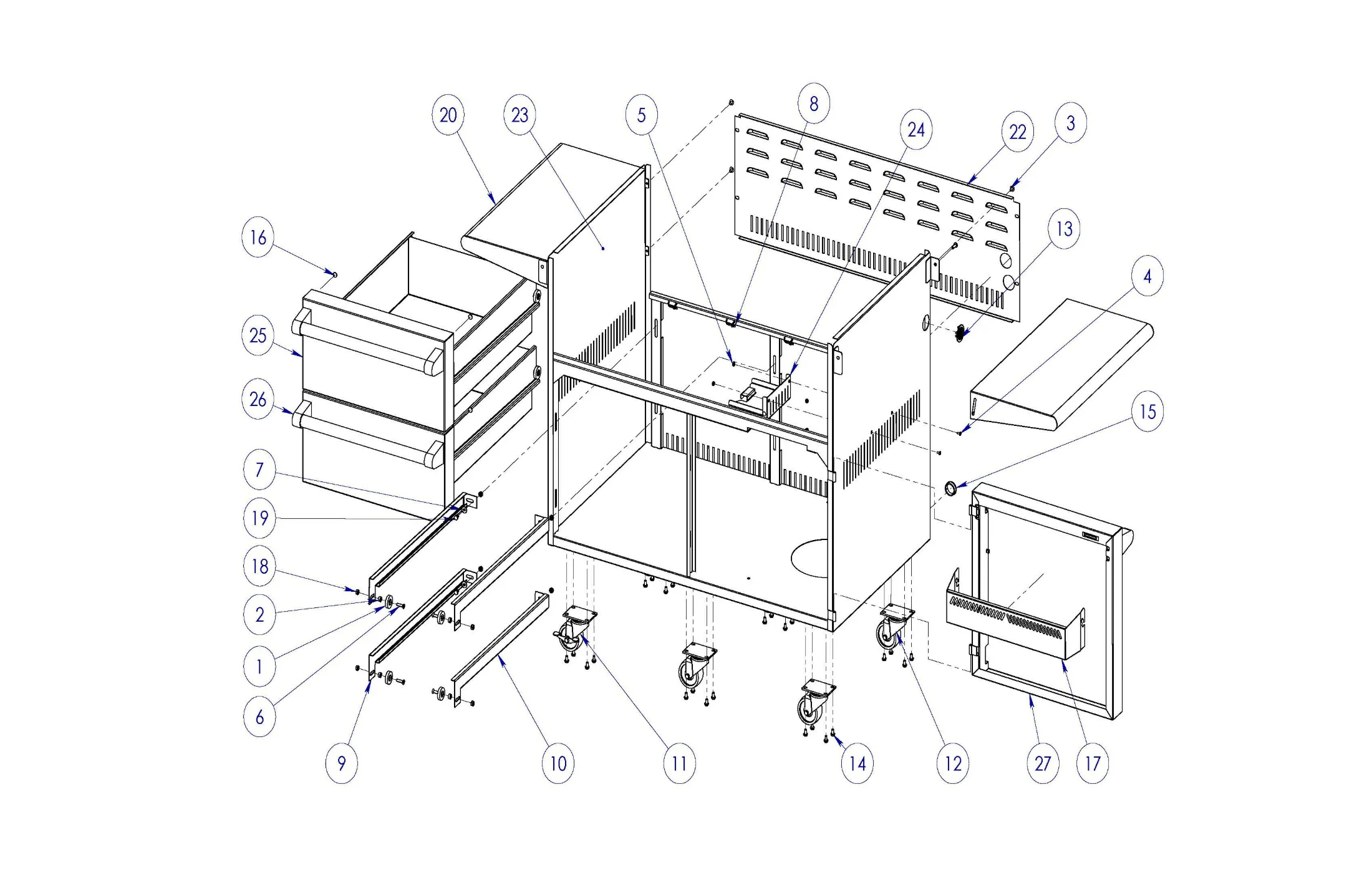 Viking VQGFS5421 Grill Grill Cart (BEFORE 7-12-22) parts diagram