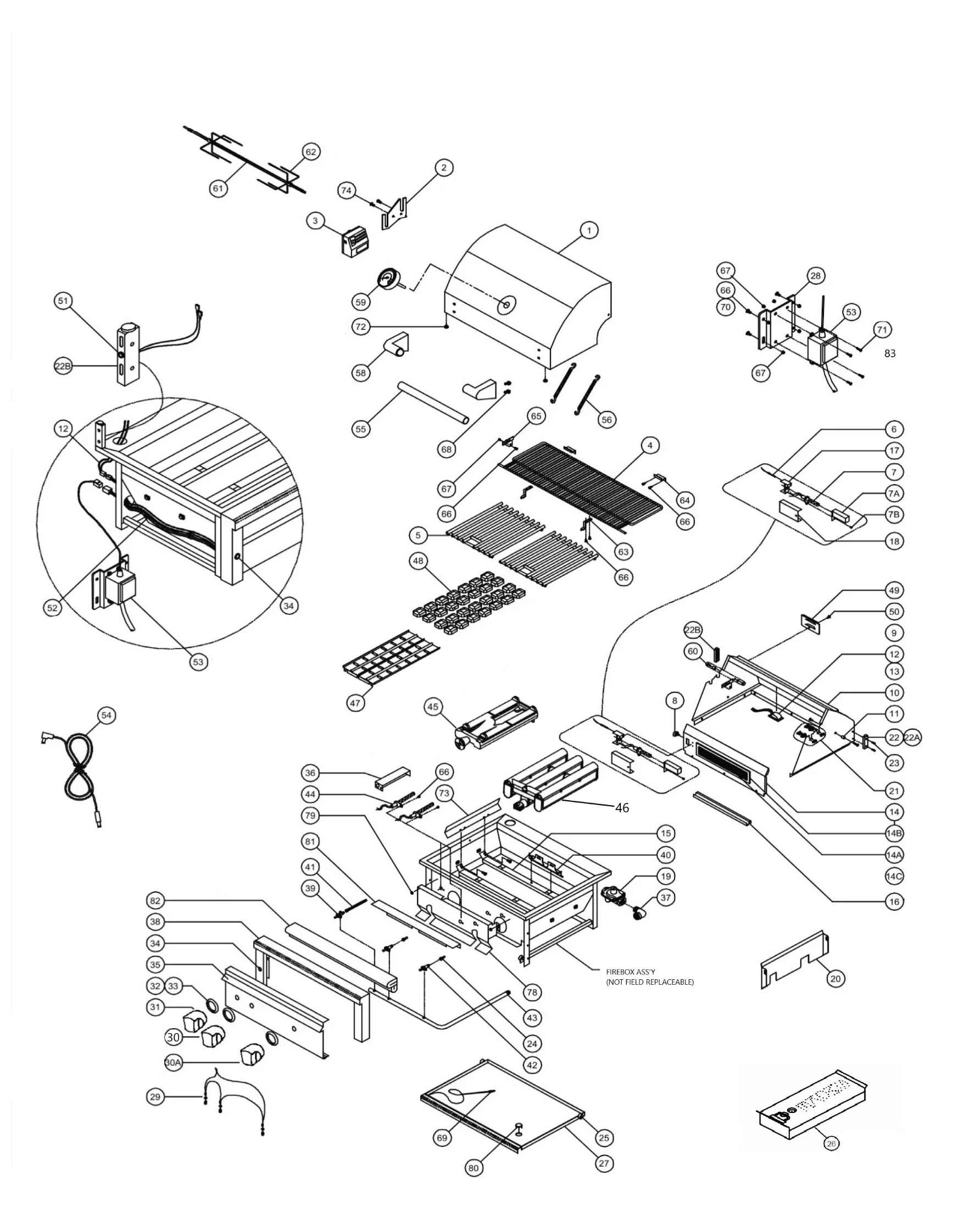 Viking VQGI5301 Grill Part Breakdown parts diagram