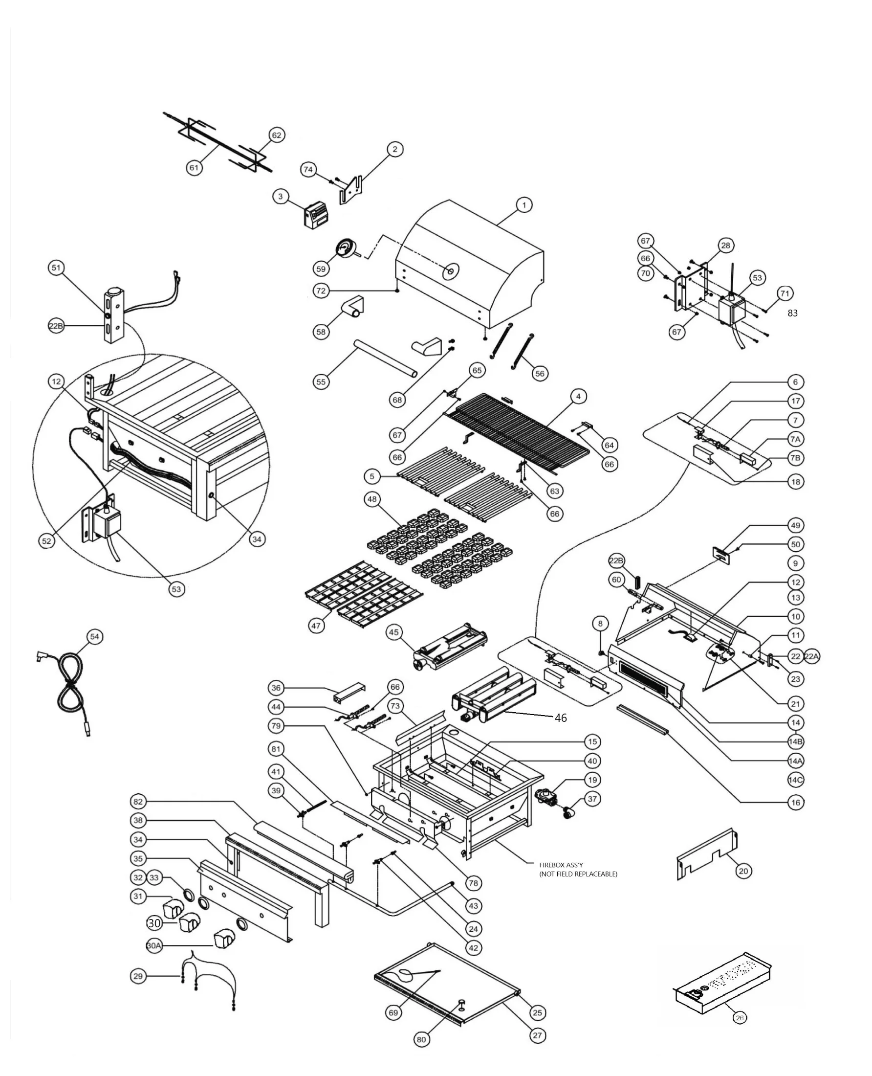 Viking VQGI5361 Grill Part Breakdown parts diagram