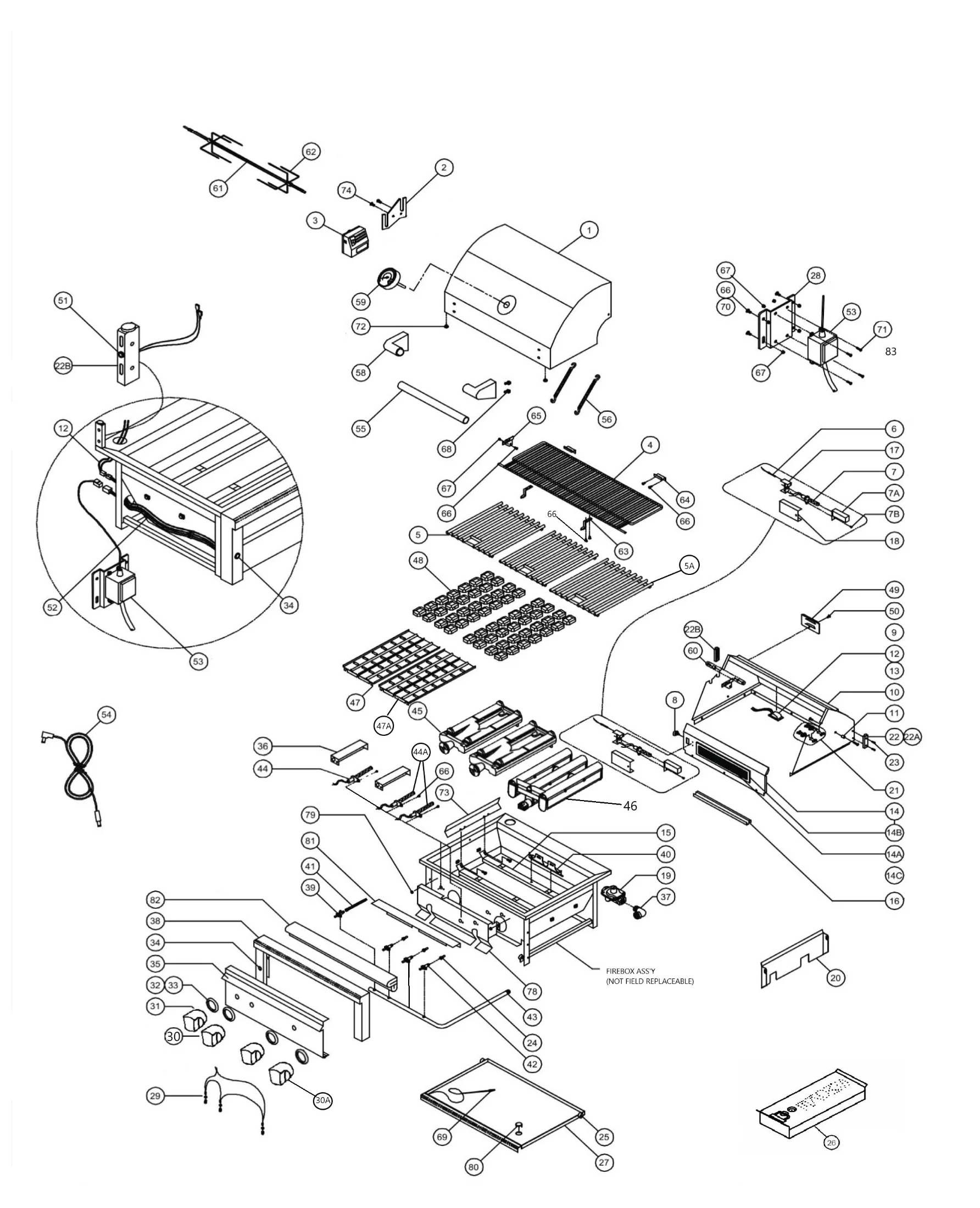 Viking VQGI5421 Grill Part Breakdown parts diagram