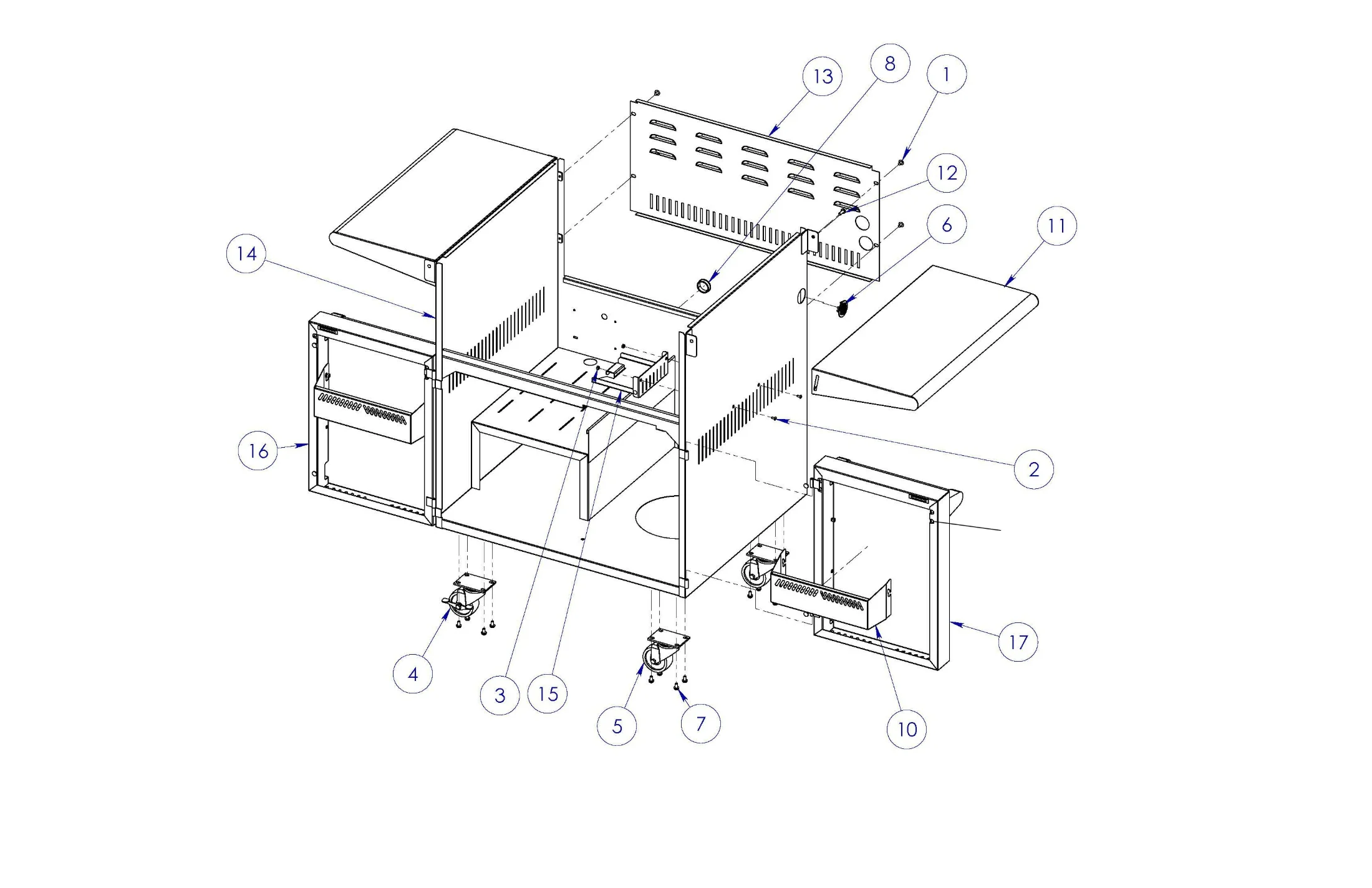 Viking VQGFS5301 Grill Cart (Before 7-12-22) parts diagram
