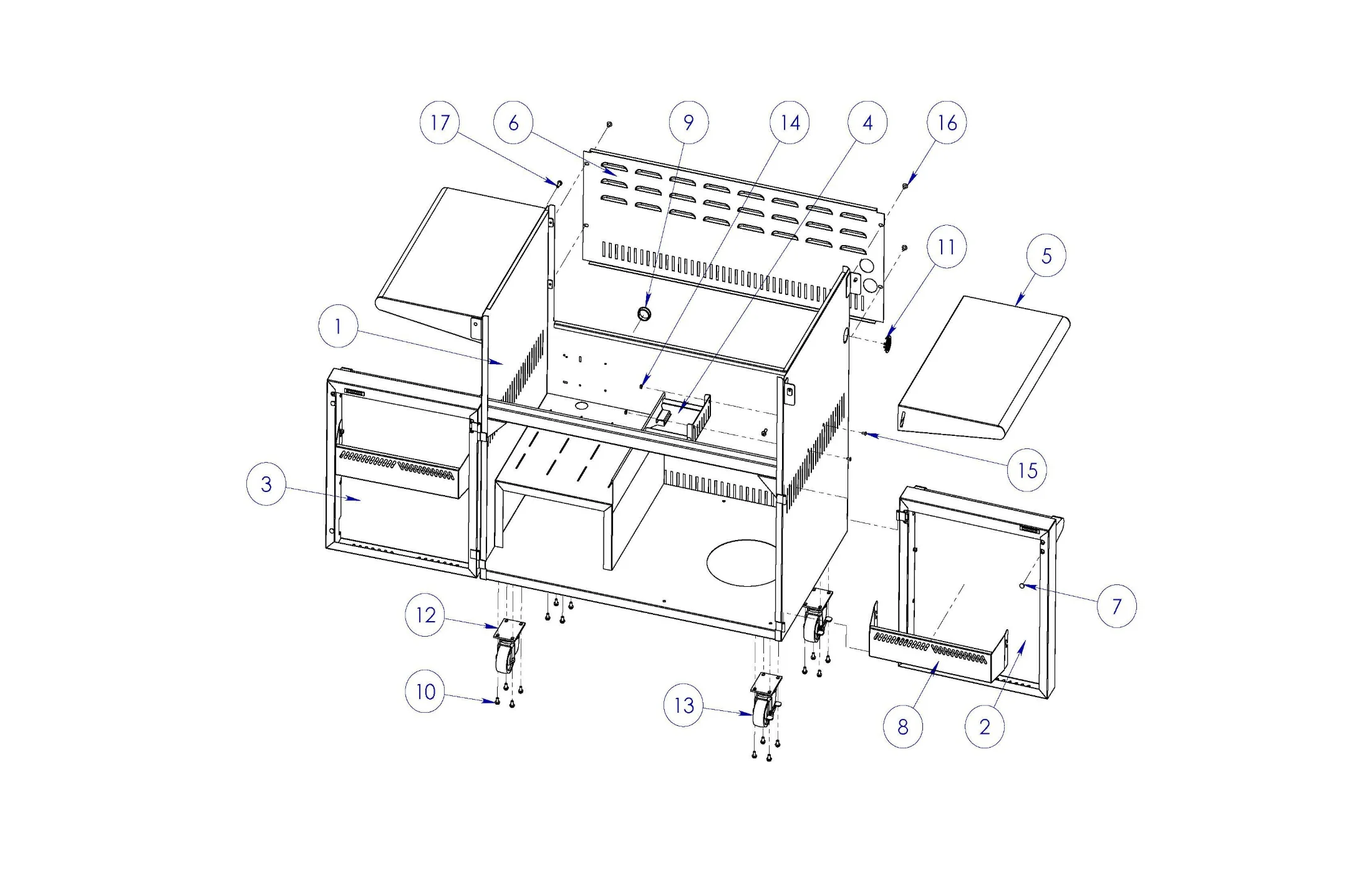 Viking VQGFS5361 Grill Cart (Before 7-12-22) parts diagram