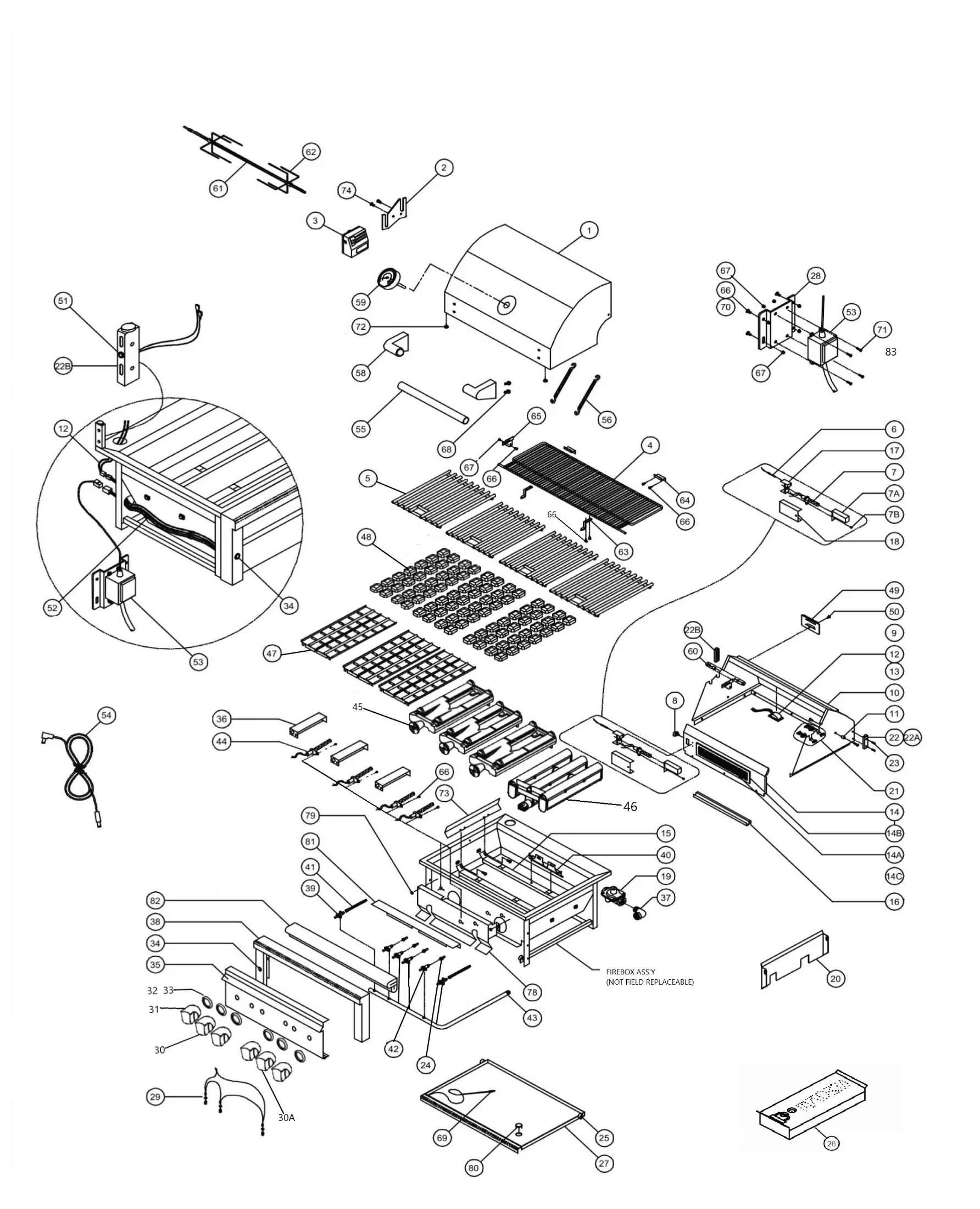 Viking VQGFS5541 Grill Grill parts diagram