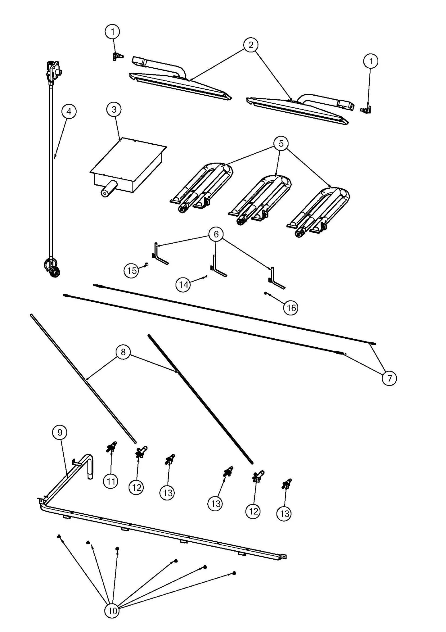 Viking VGIQ554241 Grill Gas parts diagram