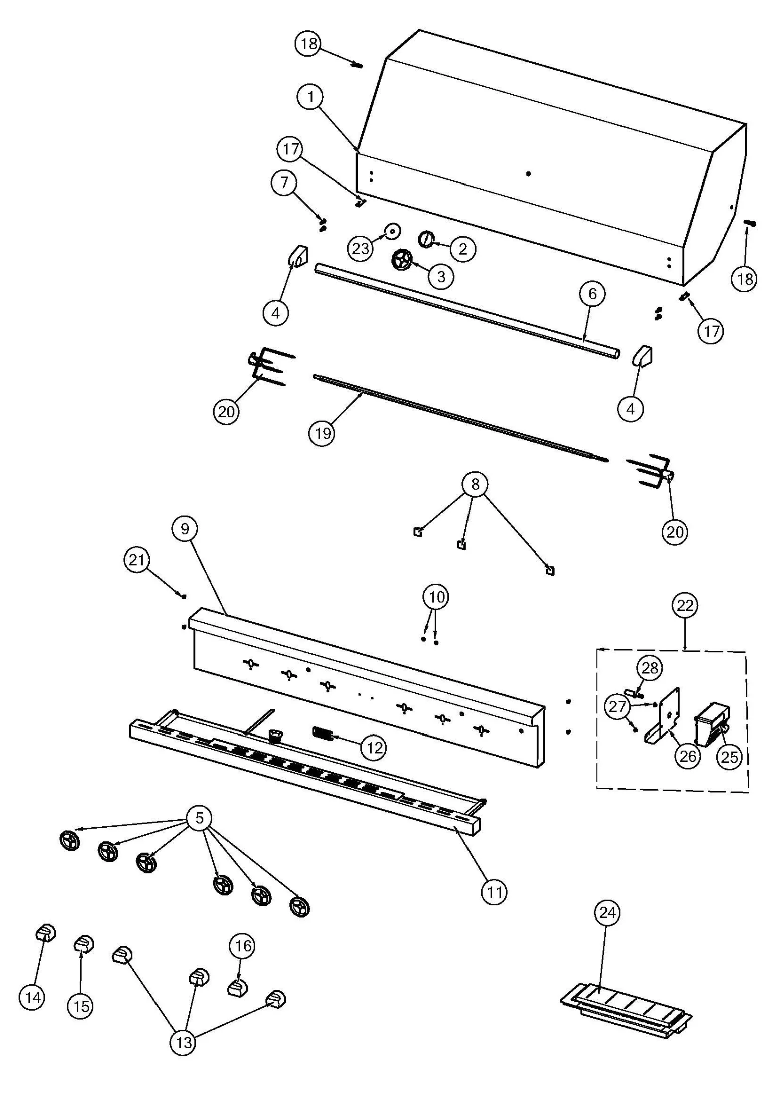 Viking VGIQ554241 Grill Decor parts diagram