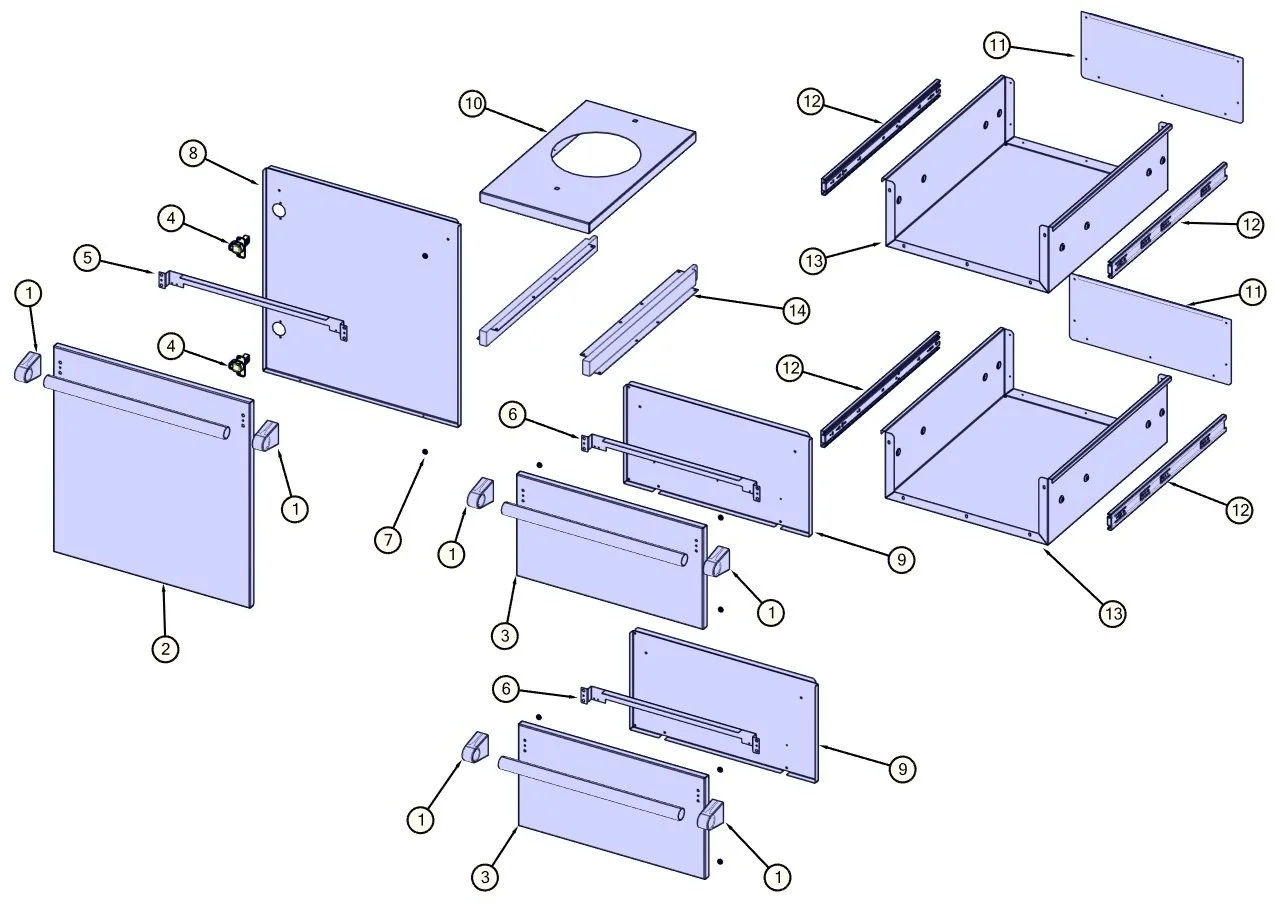 Viking BQC5421SS Cabinet Drawers View parts diagram