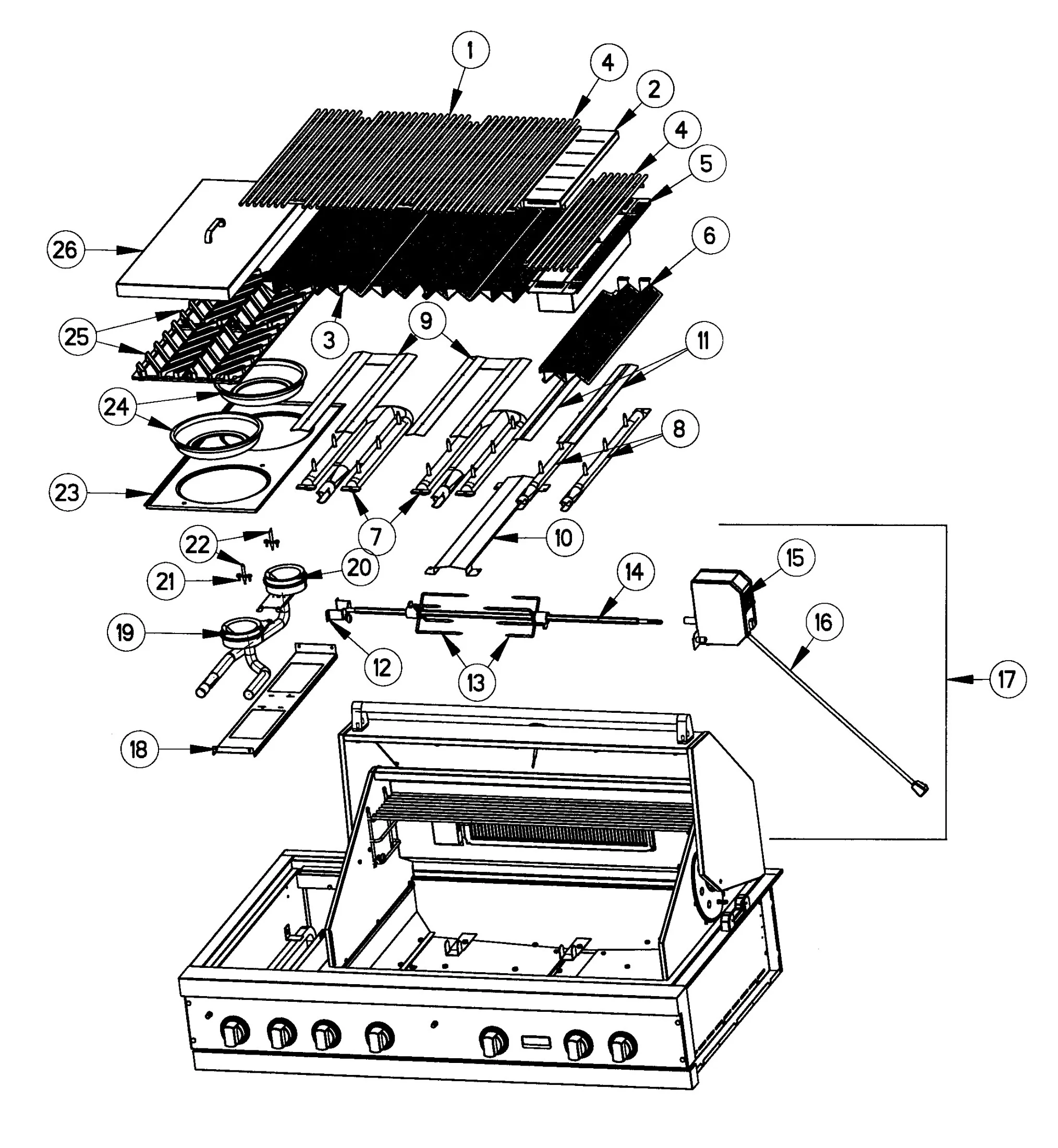 Viking DVGBQ5323RT-REV1-APRIL2010 Grill Burner-grate Assembly parts diagram